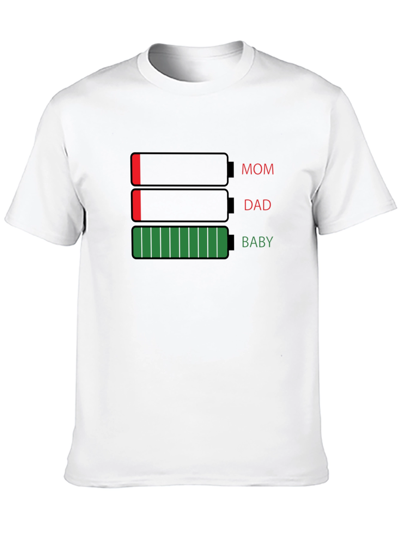 Battery Life Mom Dad Baby Black T-Shirt