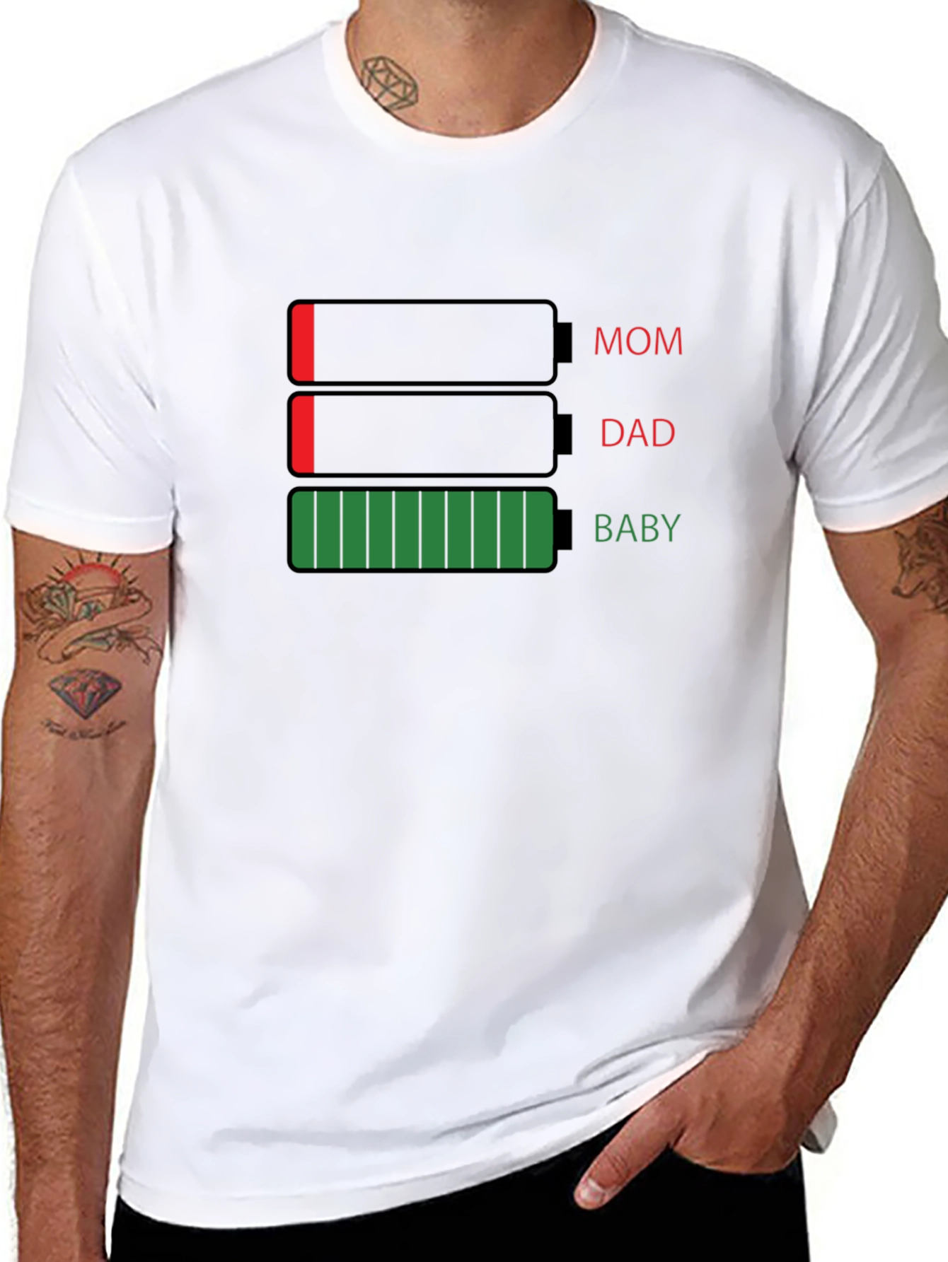 Battery Life Mom Dad Baby Black T-Shirt