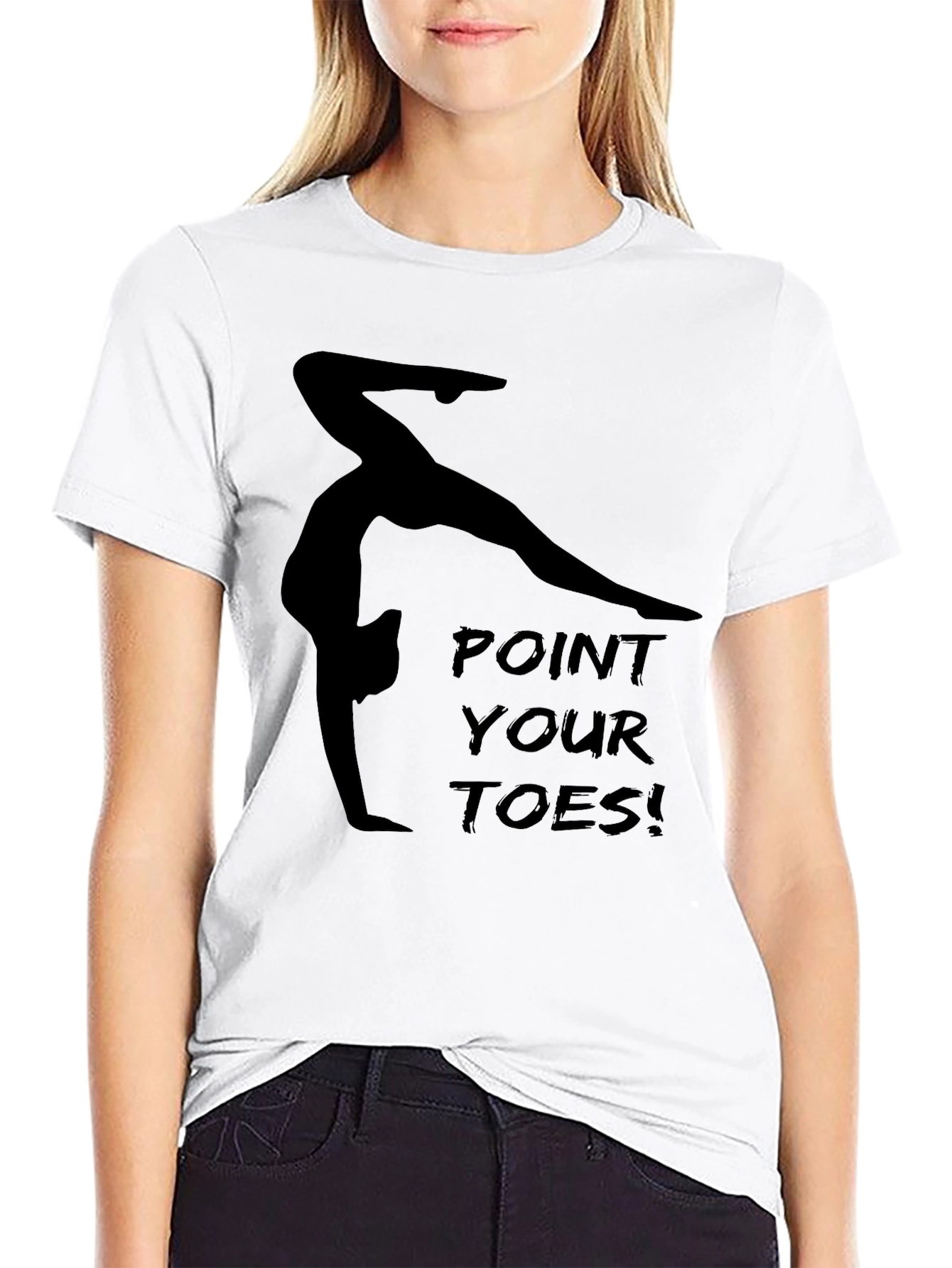 Gymnast Point Your Toes Black Graphic Tee
