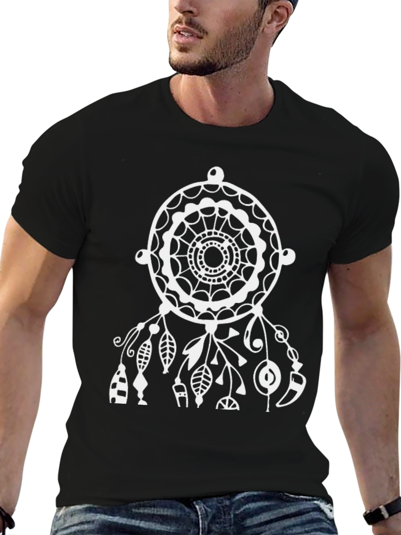 Dreamcatcher Graphic Tee - Stylish Black Cotton T-Shirt