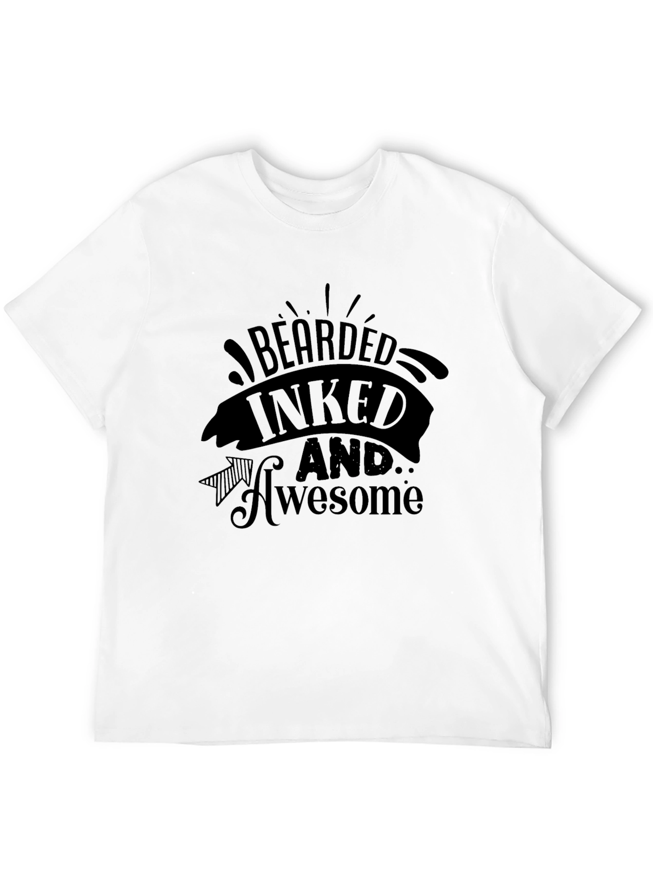 Bearded Inked and Awesome Black Graphic Tee