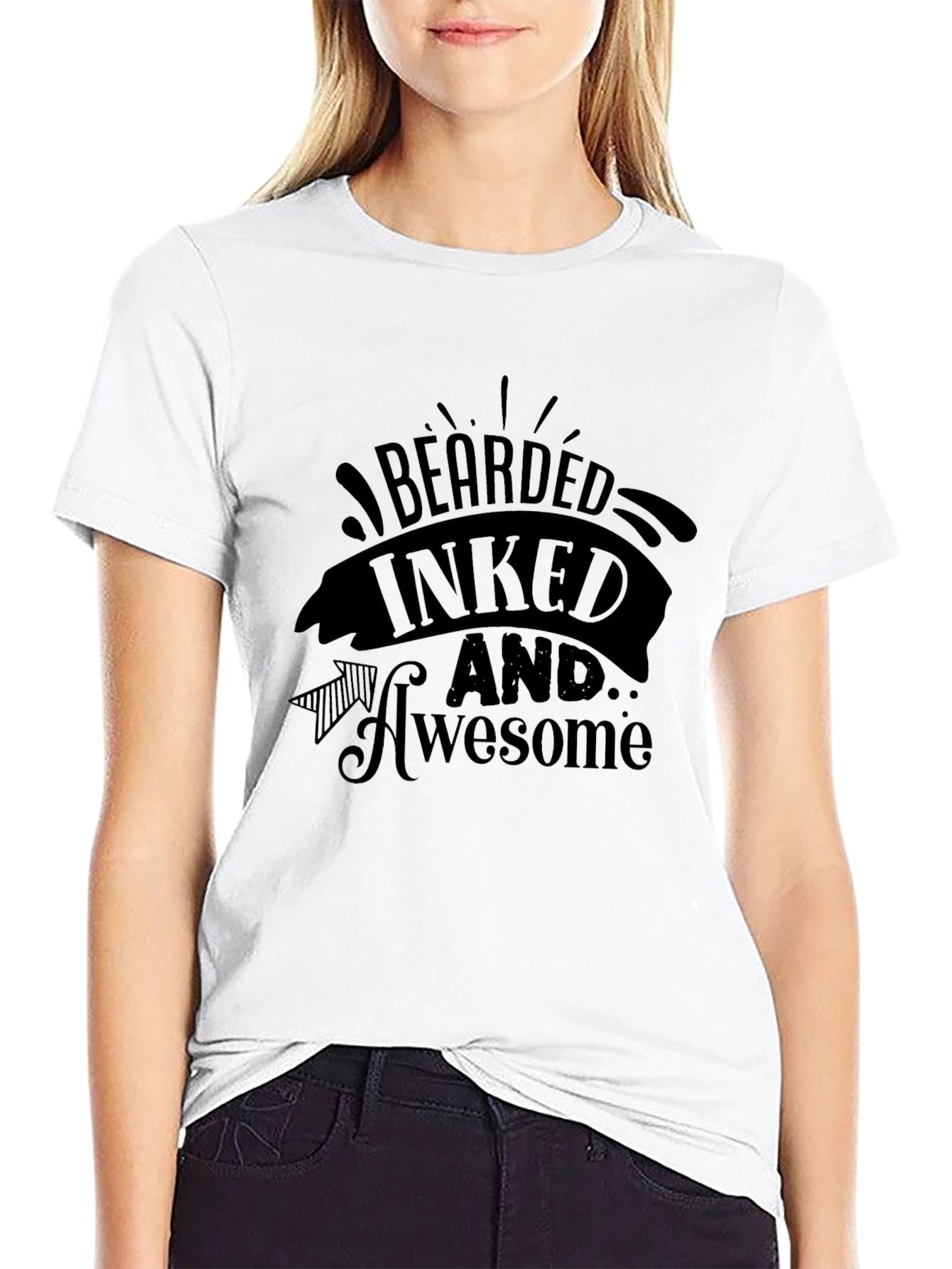 Bearded Inked and Awesome Black Graphic Tee