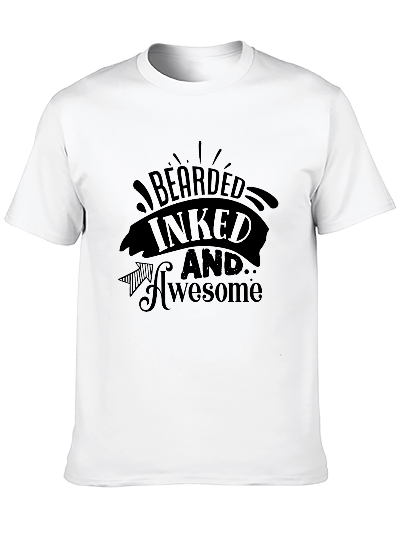 Bearded Inked and Awesome Black Graphic Tee