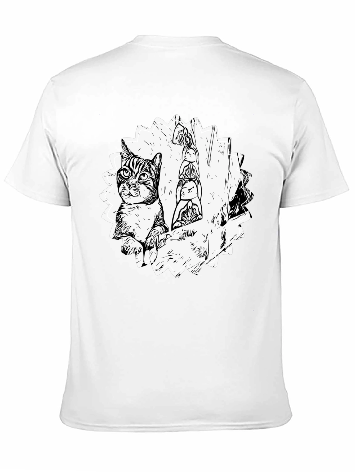 Cool Cat & Totem Pole Graphic Tee - Black