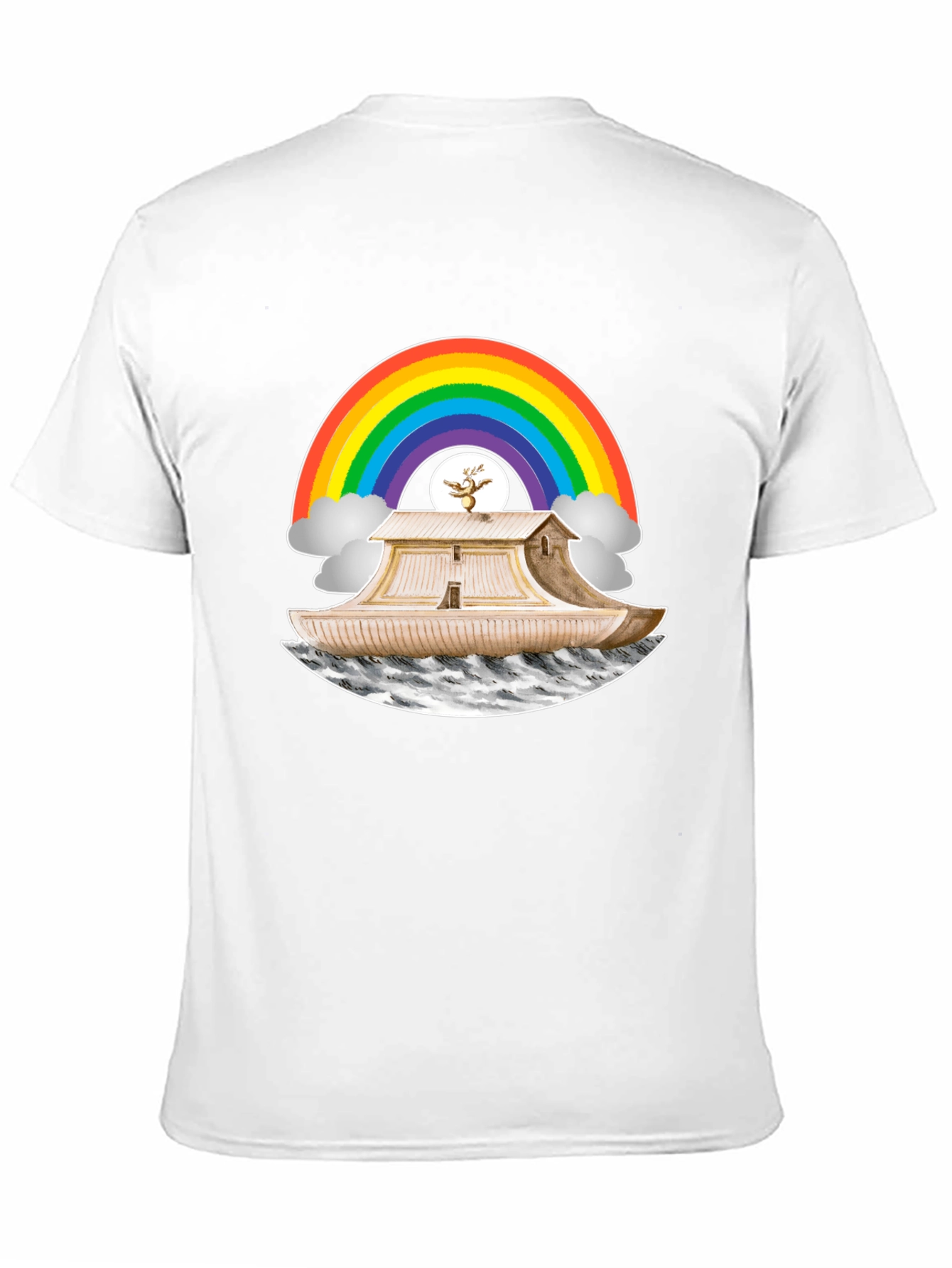 Noahs Ark Rainbow Graphic Tee - Black Cotton T-Shirt
