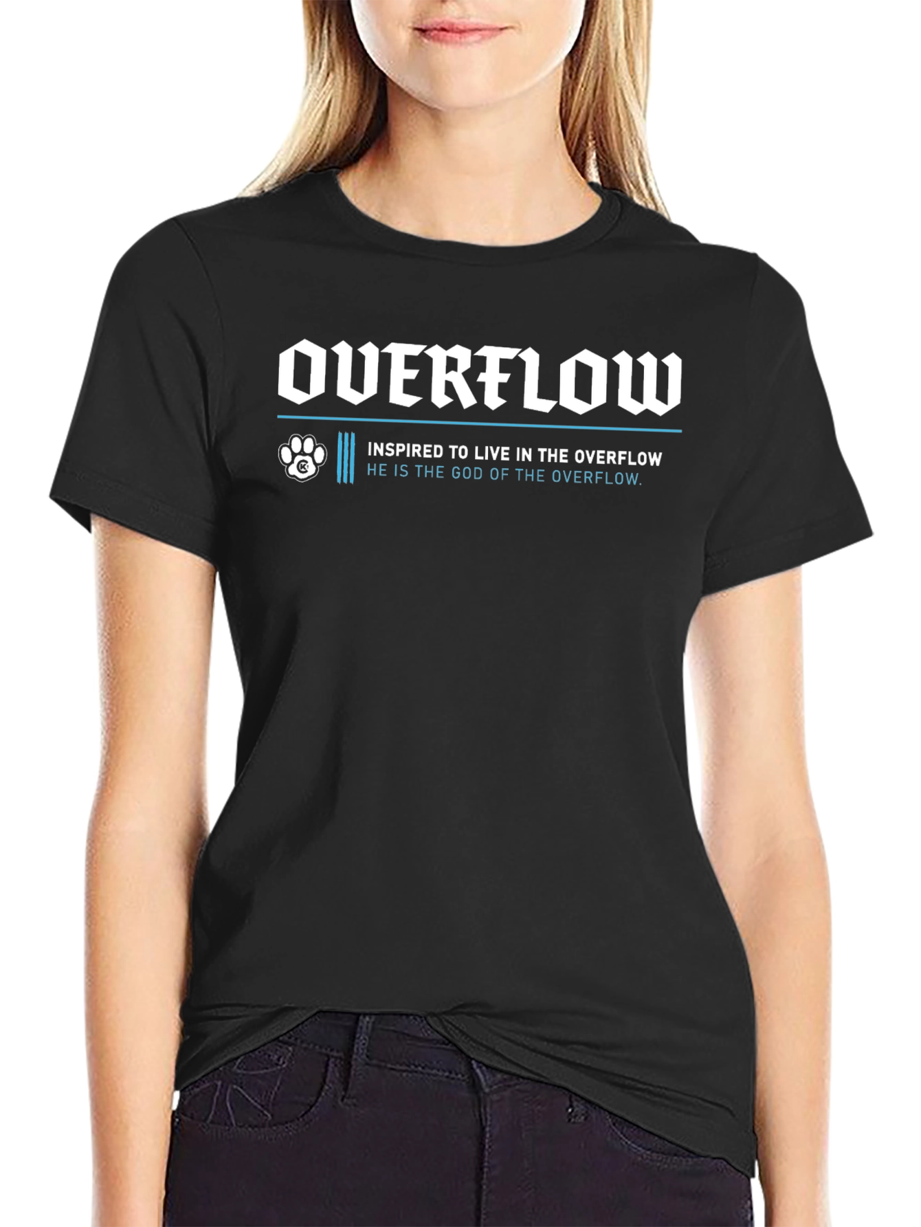 Overflow Graphic Print Black T-Shirt