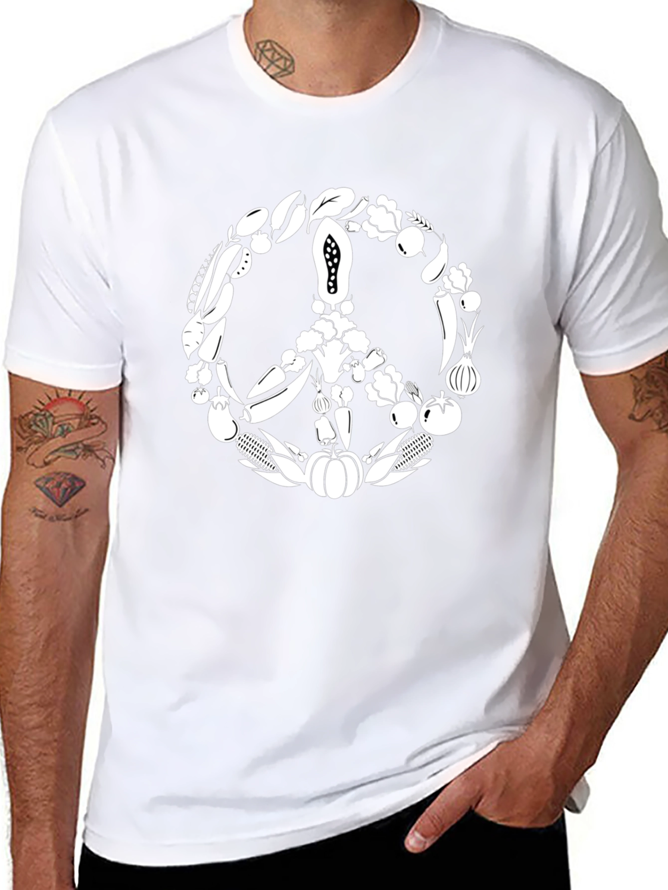 Vegetable Peace Sign T-Shirt - Vegetarian Vegan Tee