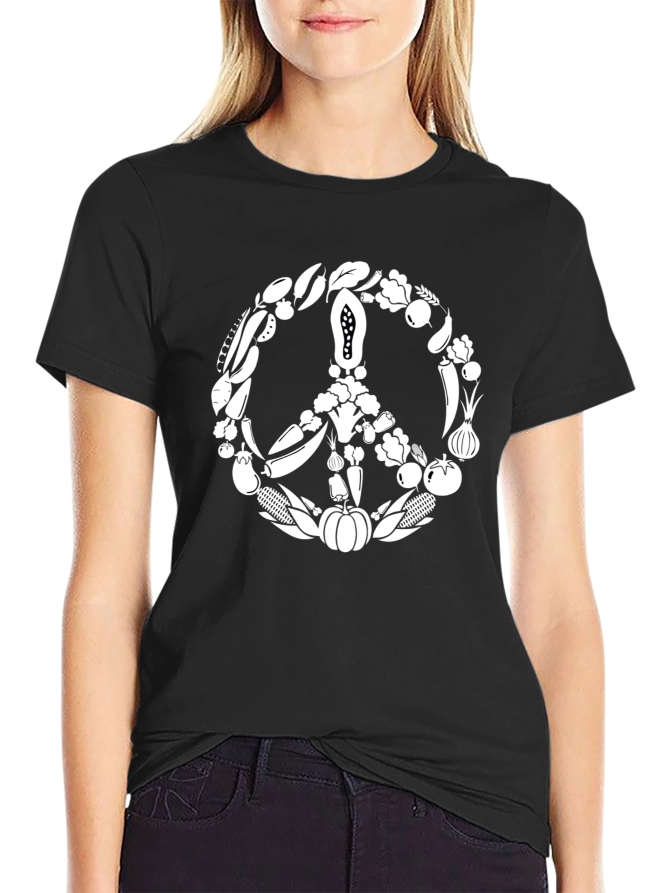 Vegetable Peace Sign T-Shirt - Vegetarian Vegan Tee