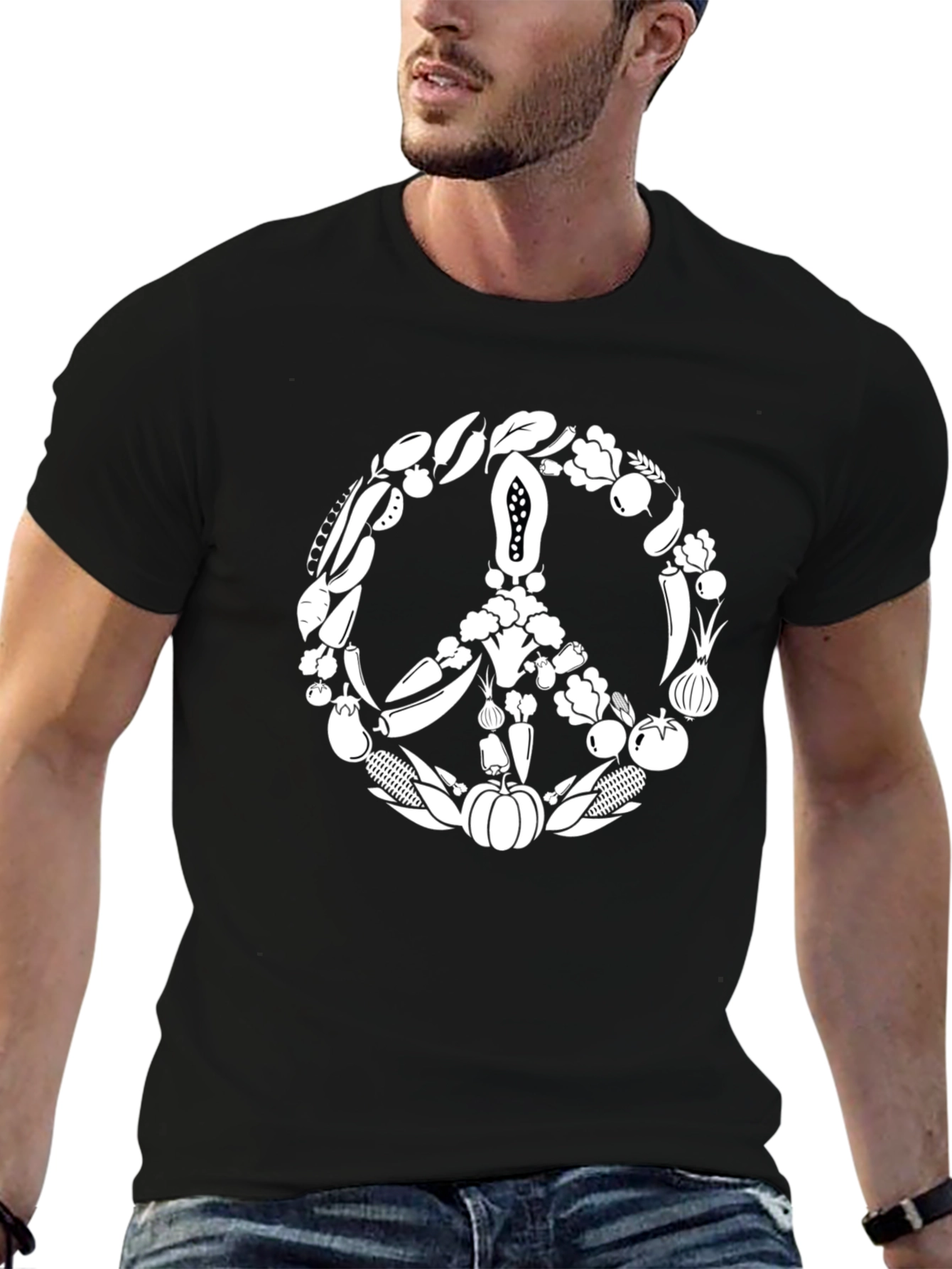 Vegetable Peace Sign T-Shirt - Vegetarian Vegan Tee