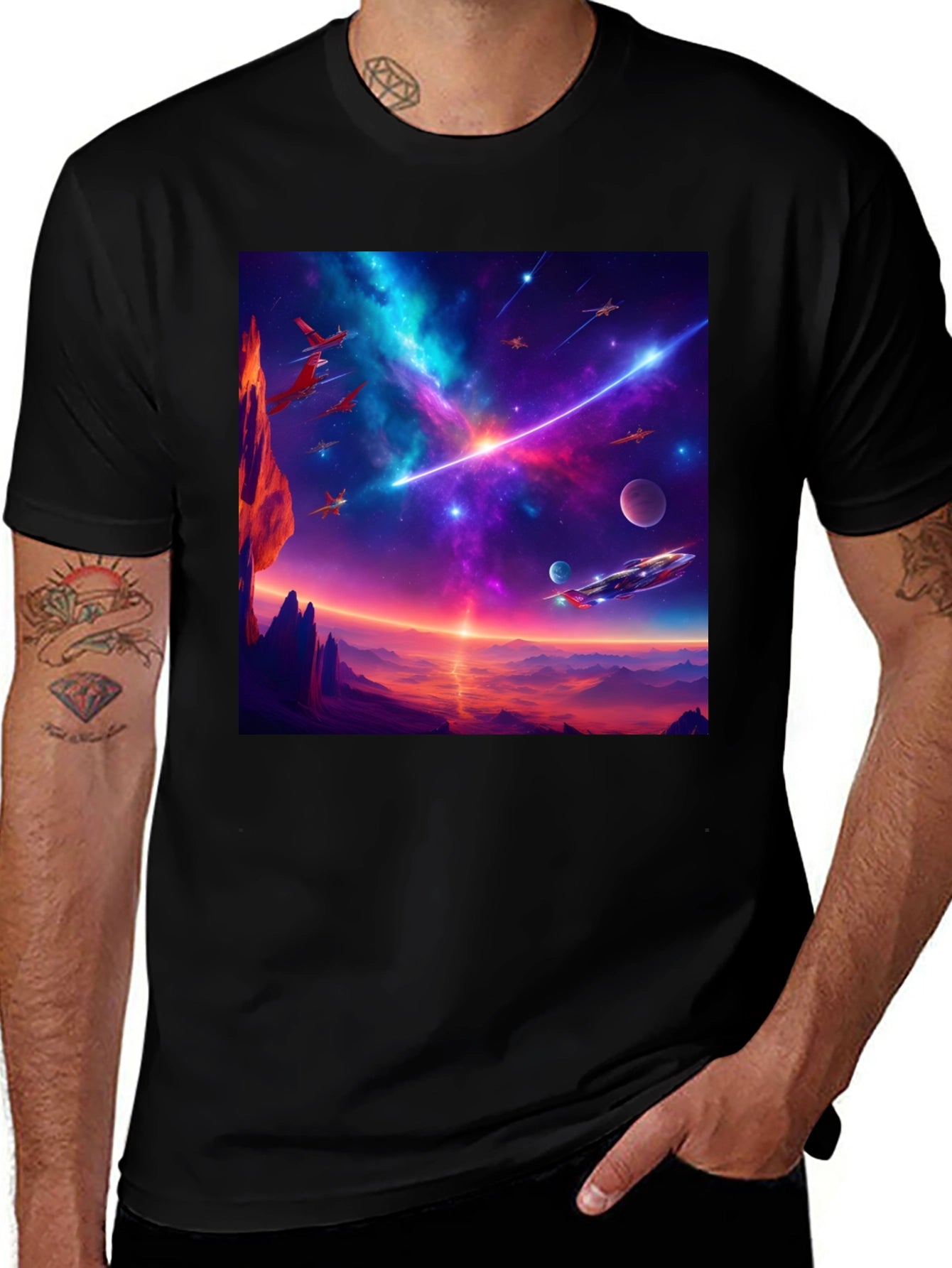 Sci-Fi Space Adventure Graphic T-Shirt