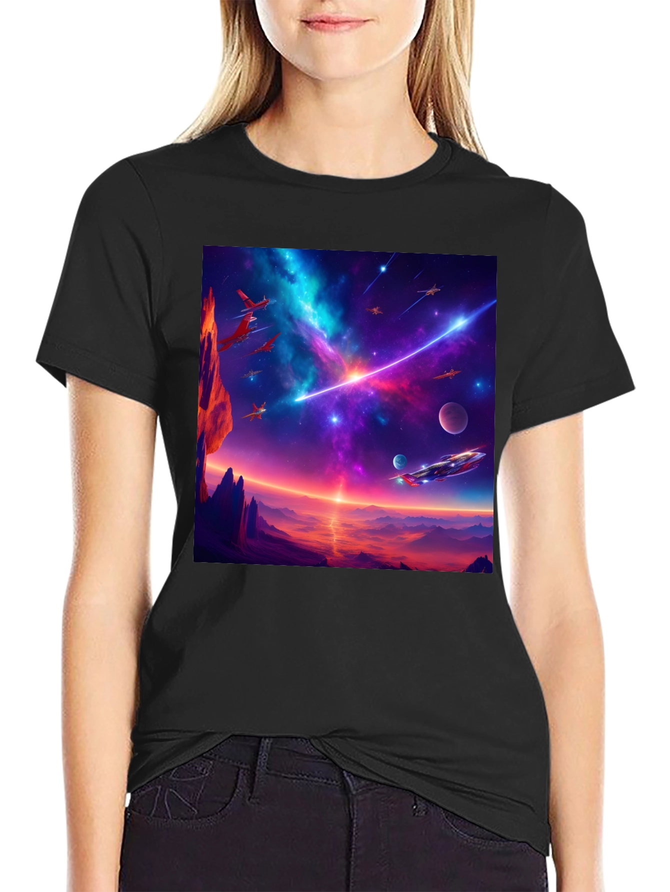 Sci-Fi Space Adventure Graphic T-Shirt