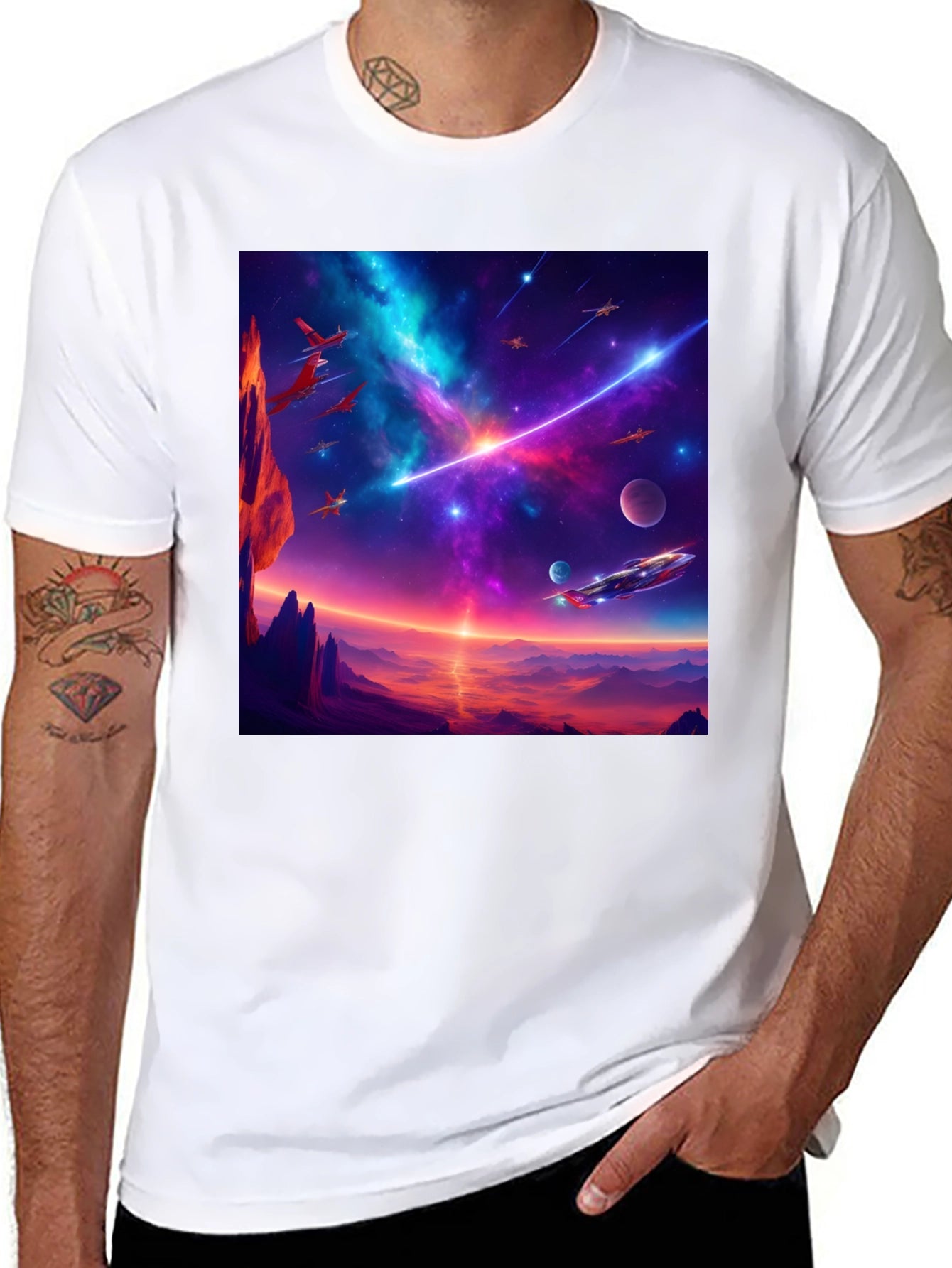 Sci-Fi Space Adventure Graphic T-Shirt