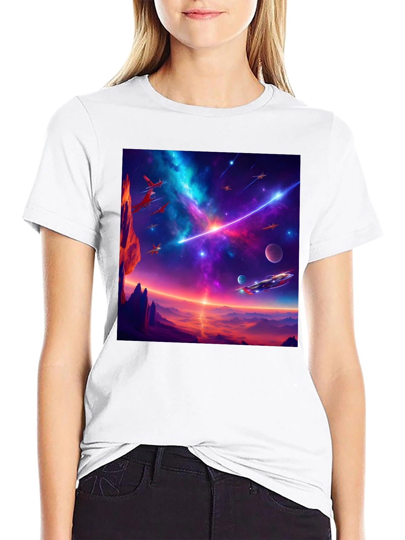 Sci-Fi Space Adventure Graphic T-Shirt