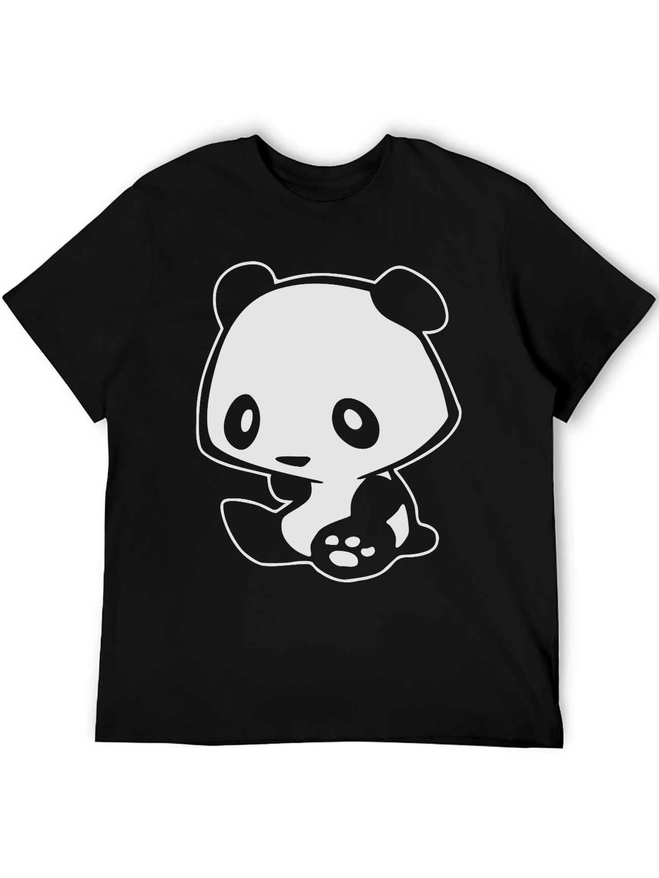 Cute Panda Graphic T-Shirt - Black