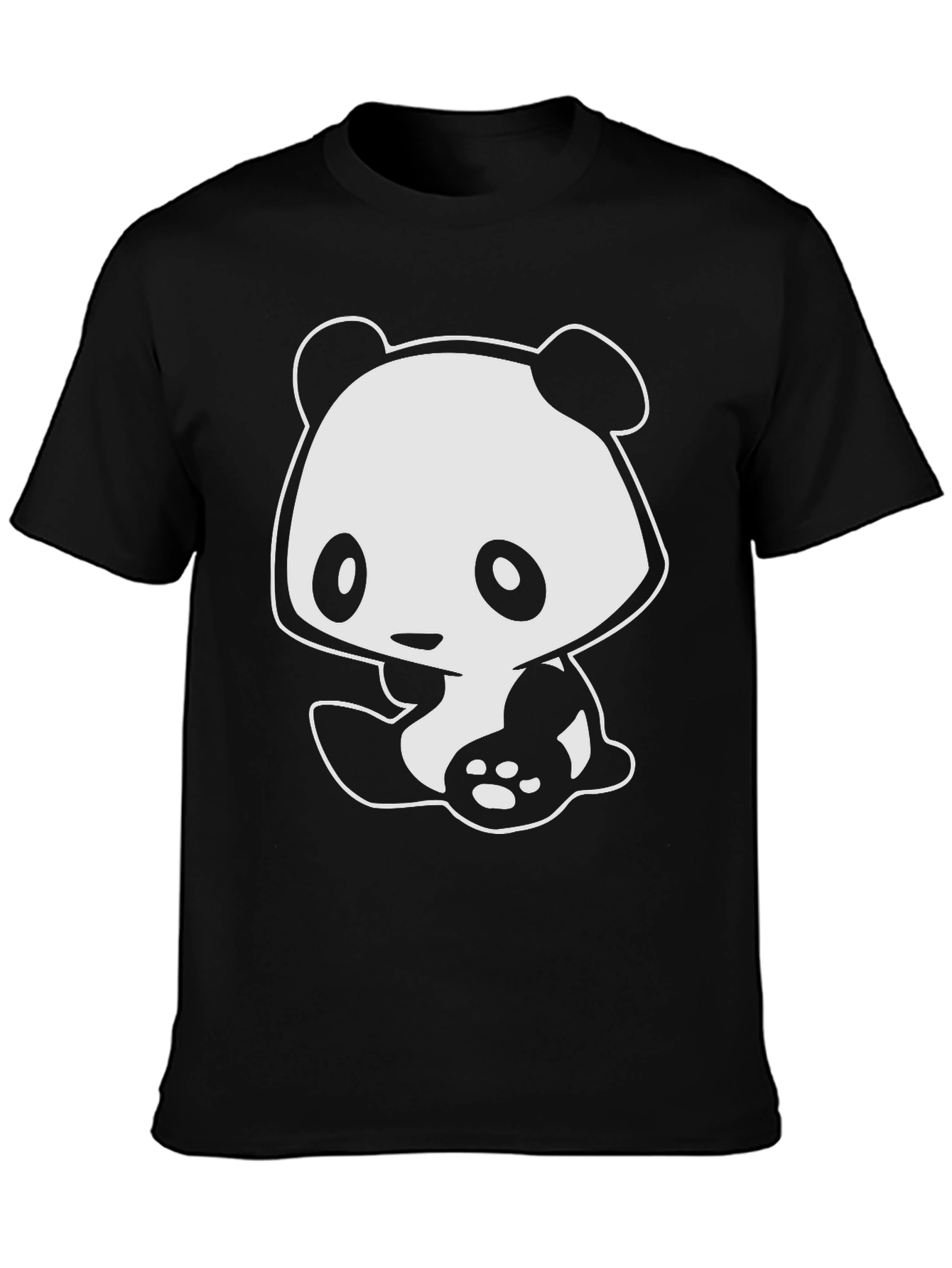 Cute Panda Graphic T-Shirt - Black