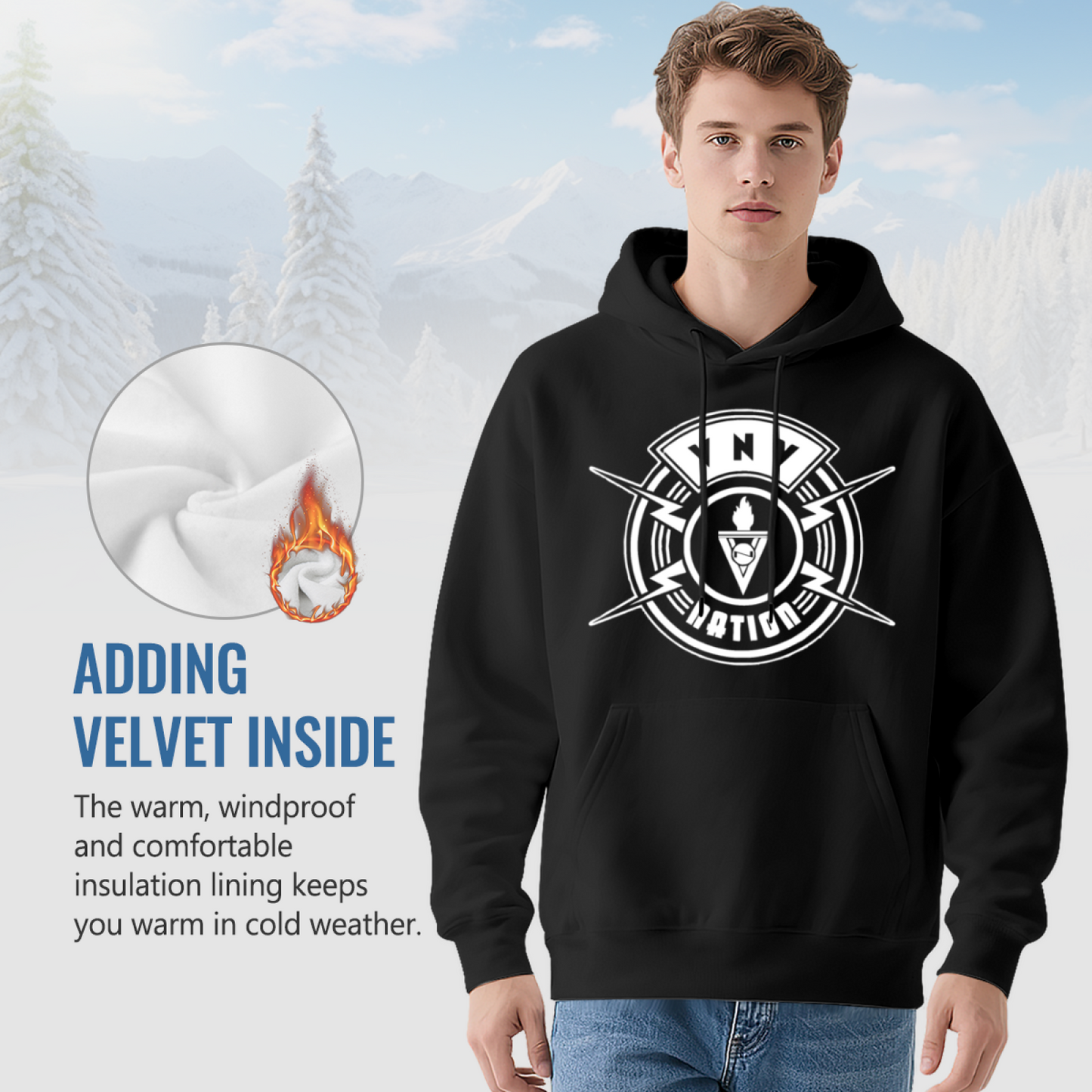 YNY NATION Retro Emblem Graphic Men Hoodie, Soft Daily Comfort