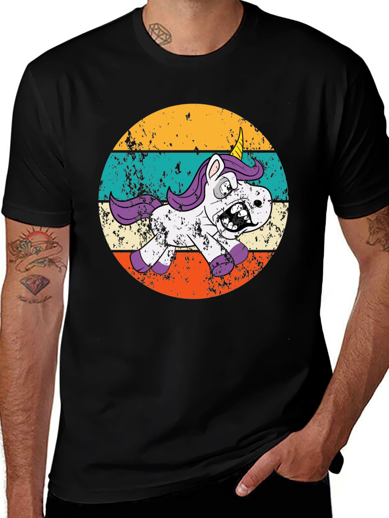Zombie Unicorn Retro T-Shirt