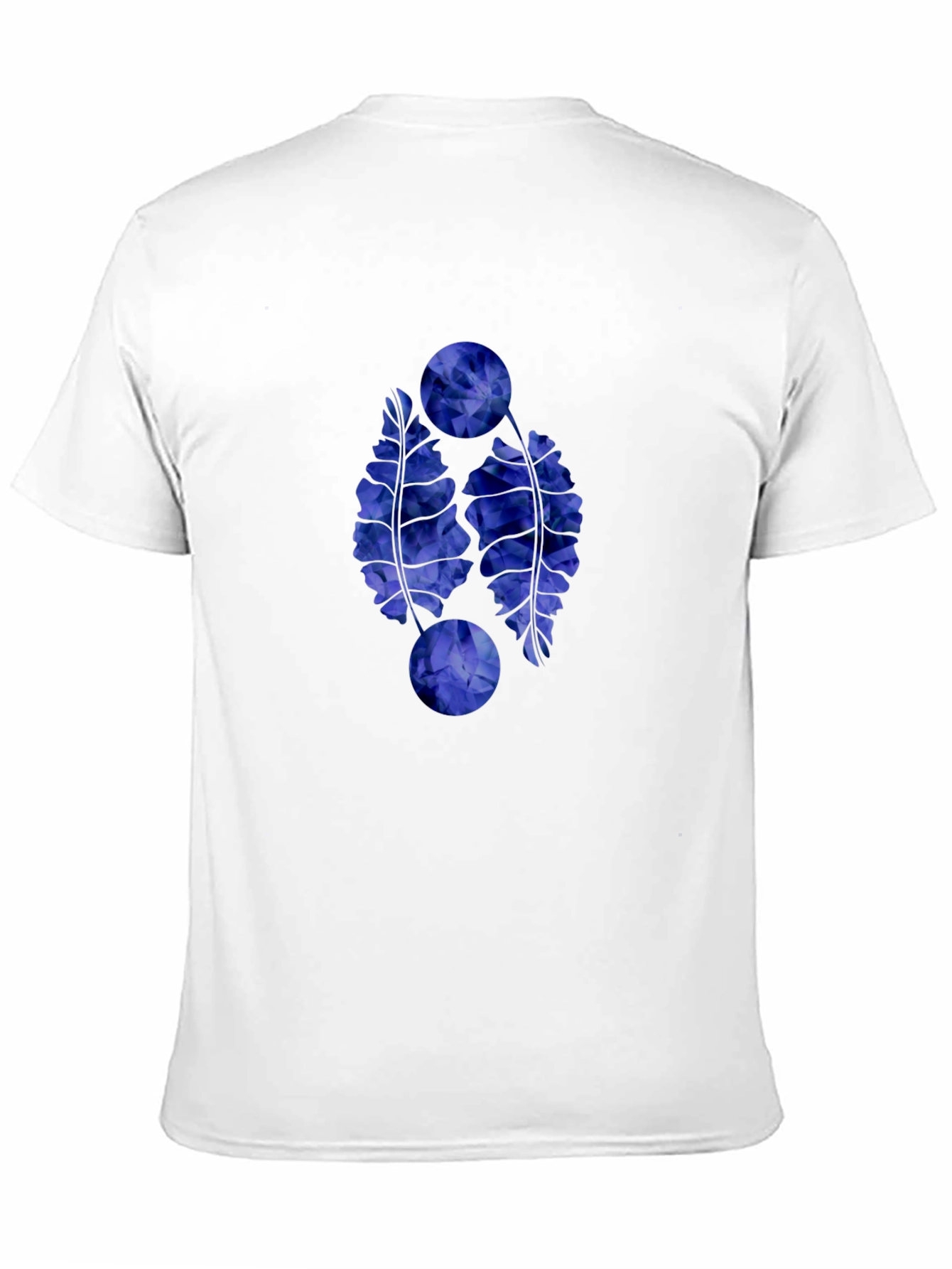 Abstract Blue Floral Graphic Print Black T-Shirt