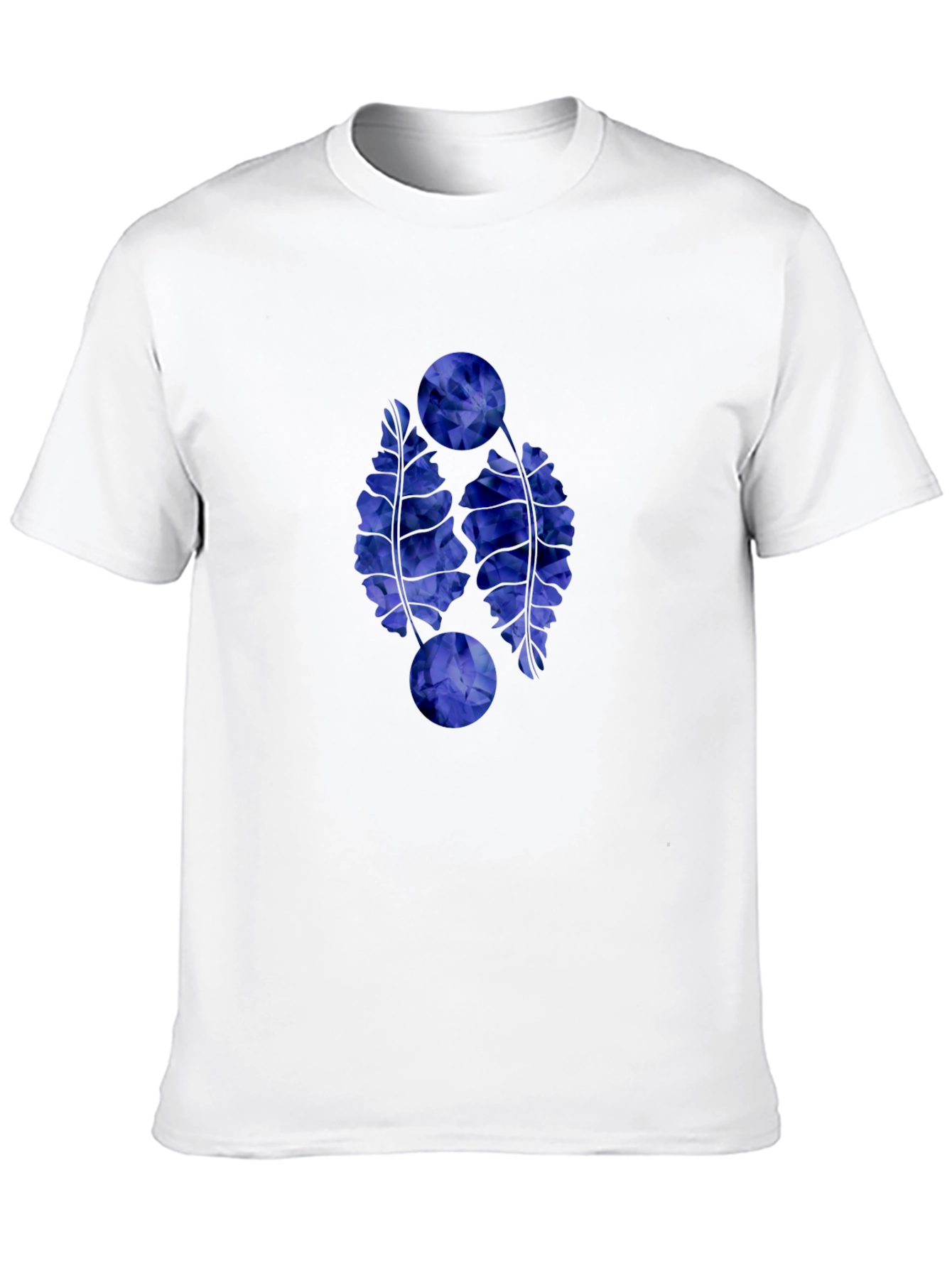 Abstract Blue Floral Graphic Print Black T-Shirt