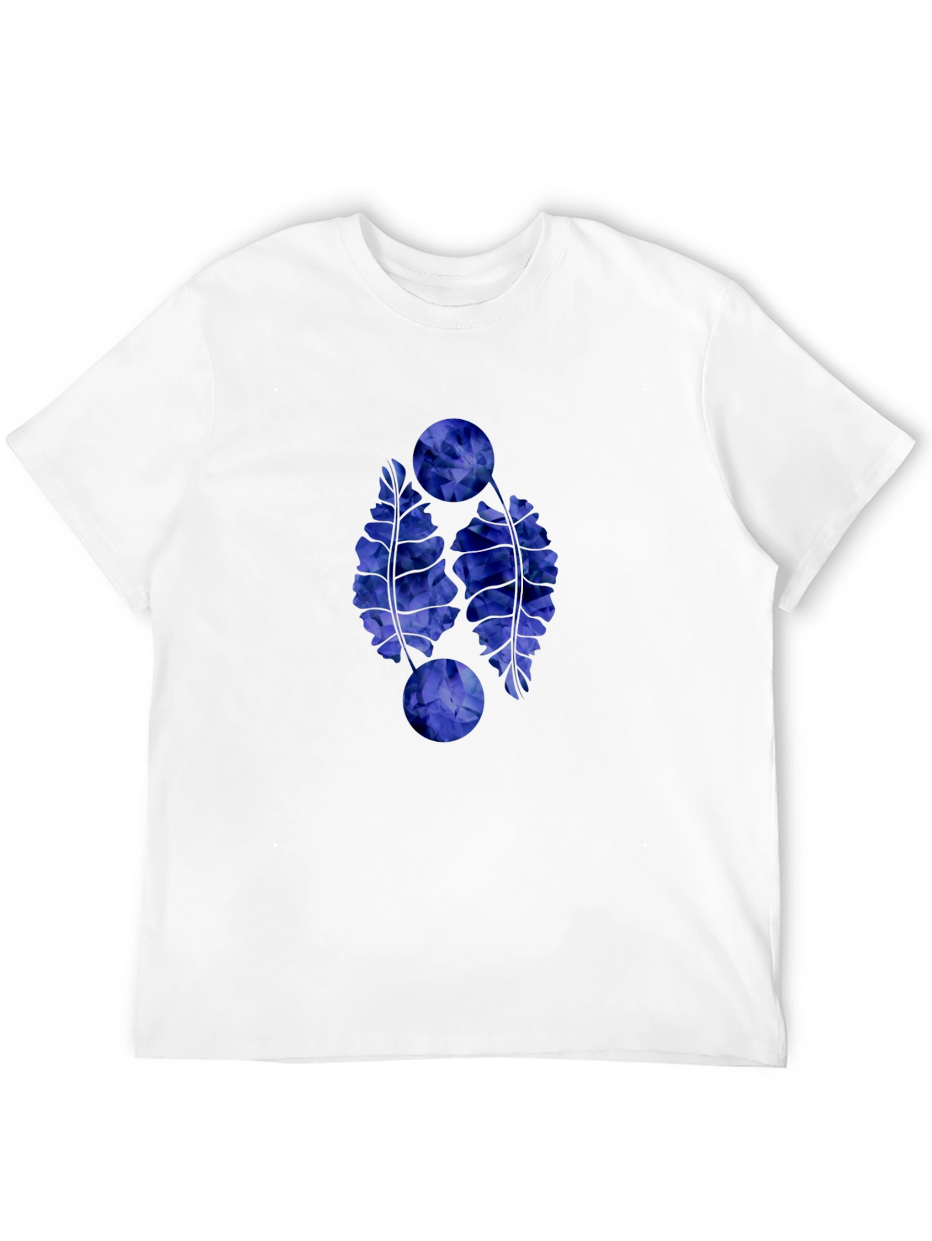 Abstract Blue Floral Graphic Print Black T-Shirt