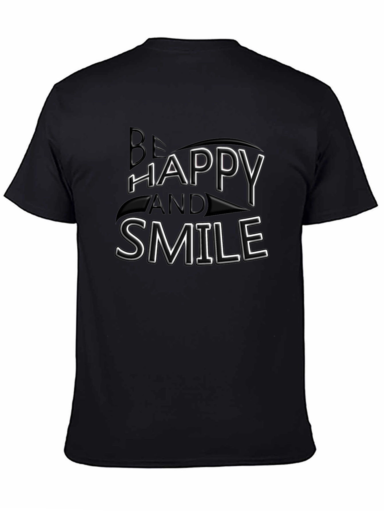 Be Happy and Smile Graphic Black T-Shirt