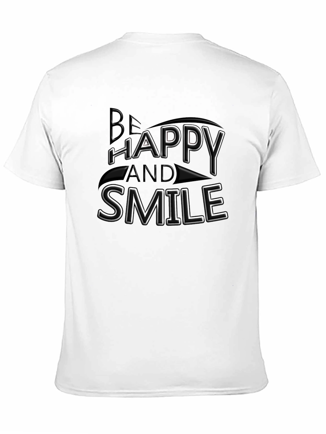 Be Happy and Smile Graphic Black T-Shirt