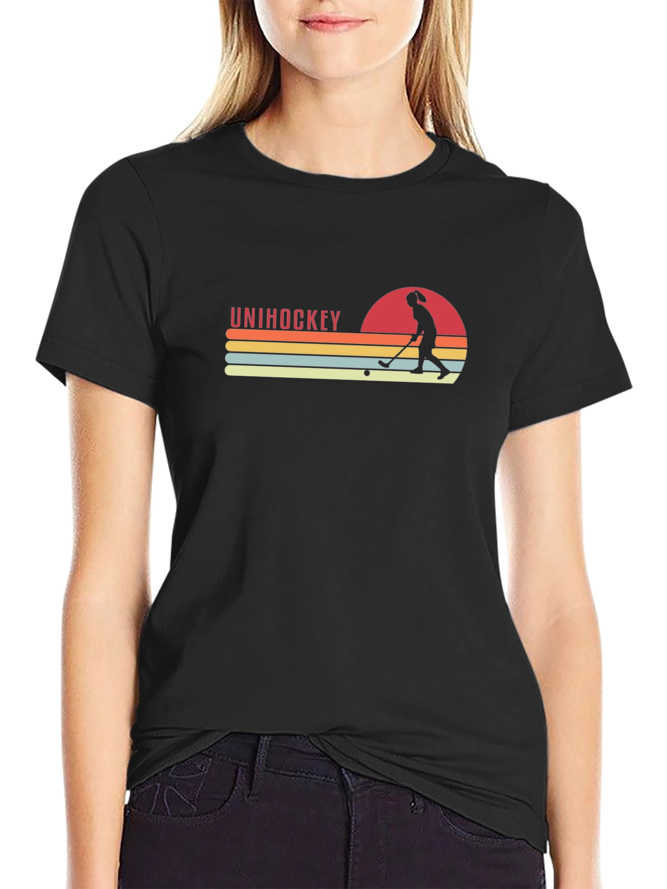 Unihockey Sunset Graphic Tee - Retro Style