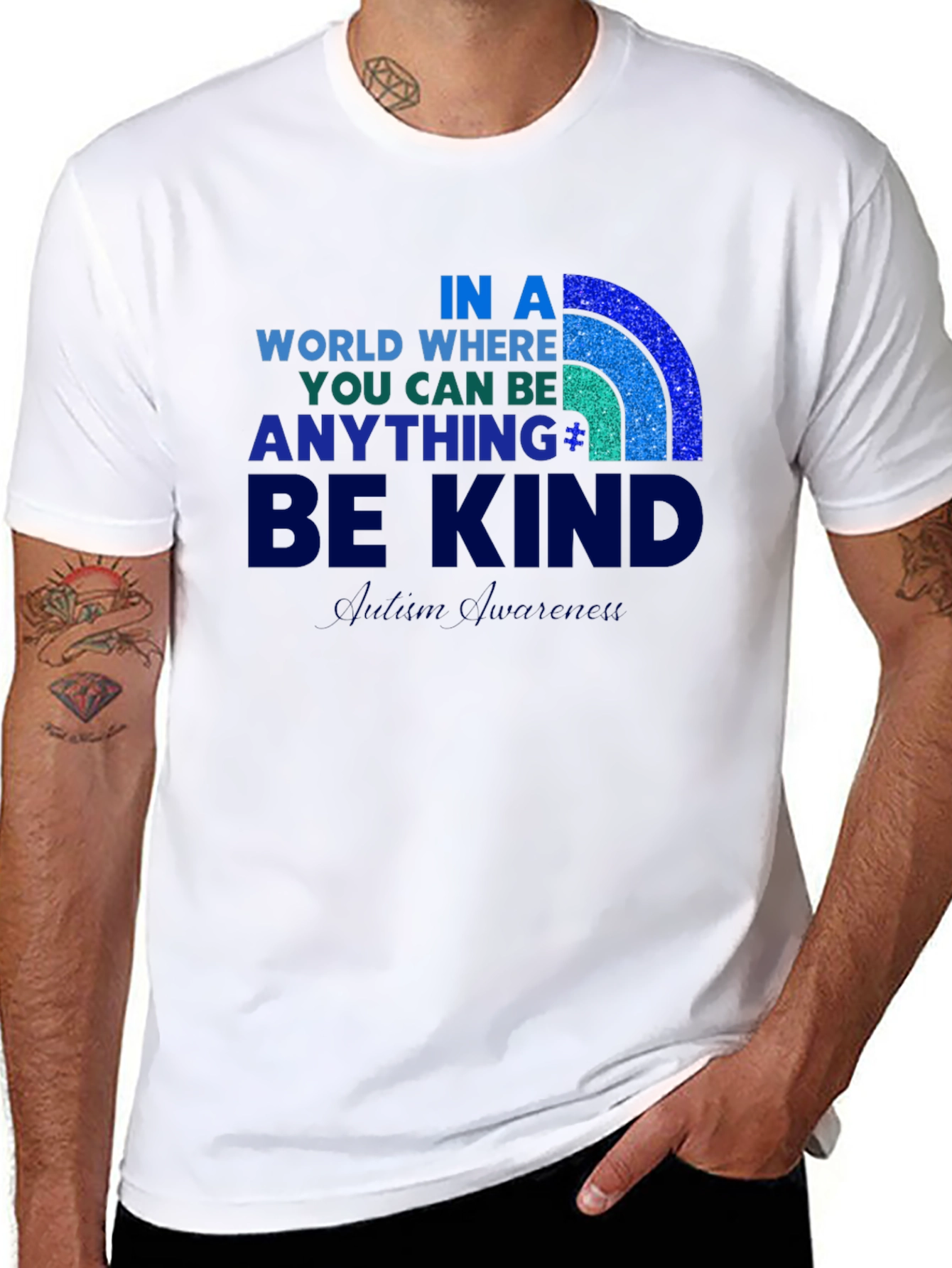 Autism Awareness T-Shirt: Be Kind Rainbow Design