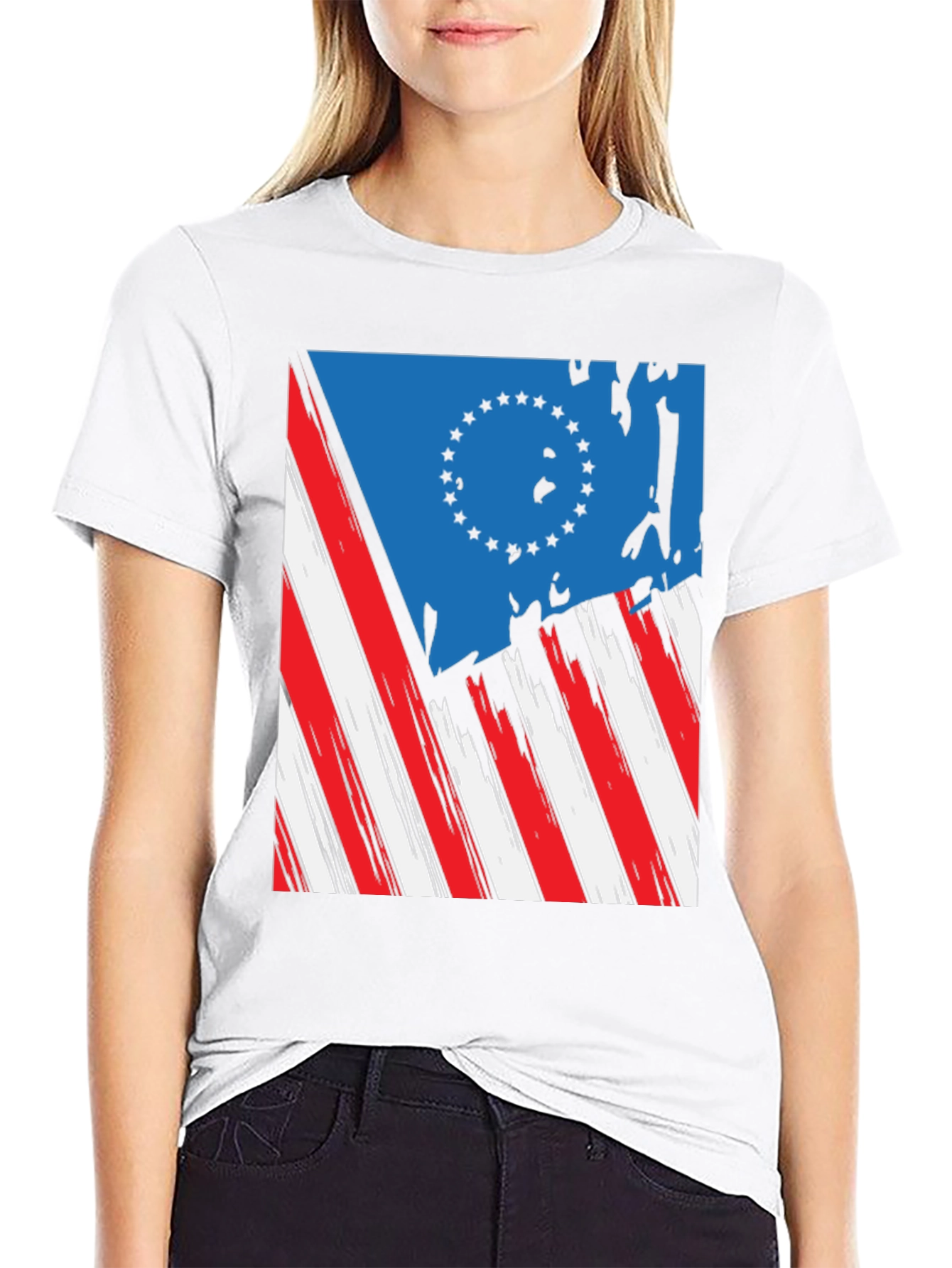 Retro USA Flag Graphic Tee - Patriotic Style