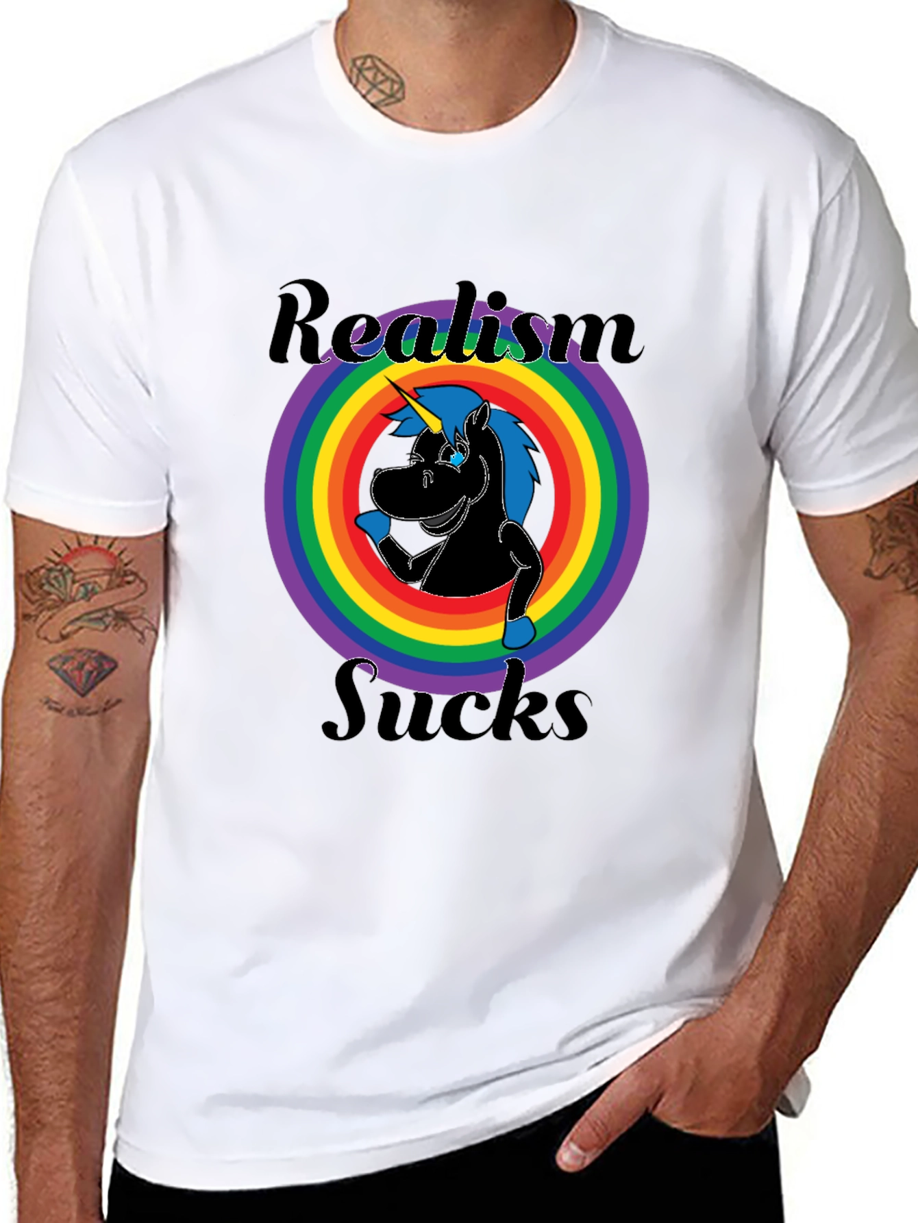 Realism Sucks Unicorn Graphic Tee