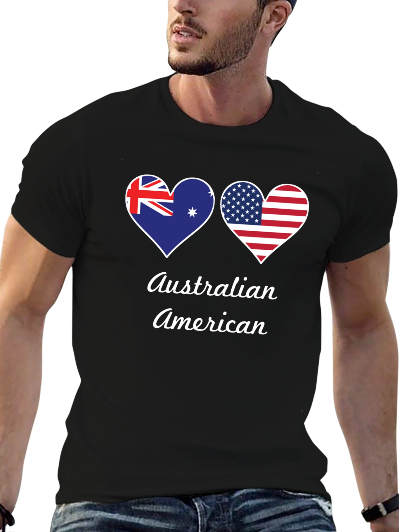 Australian American Flag Heart T-Shirt