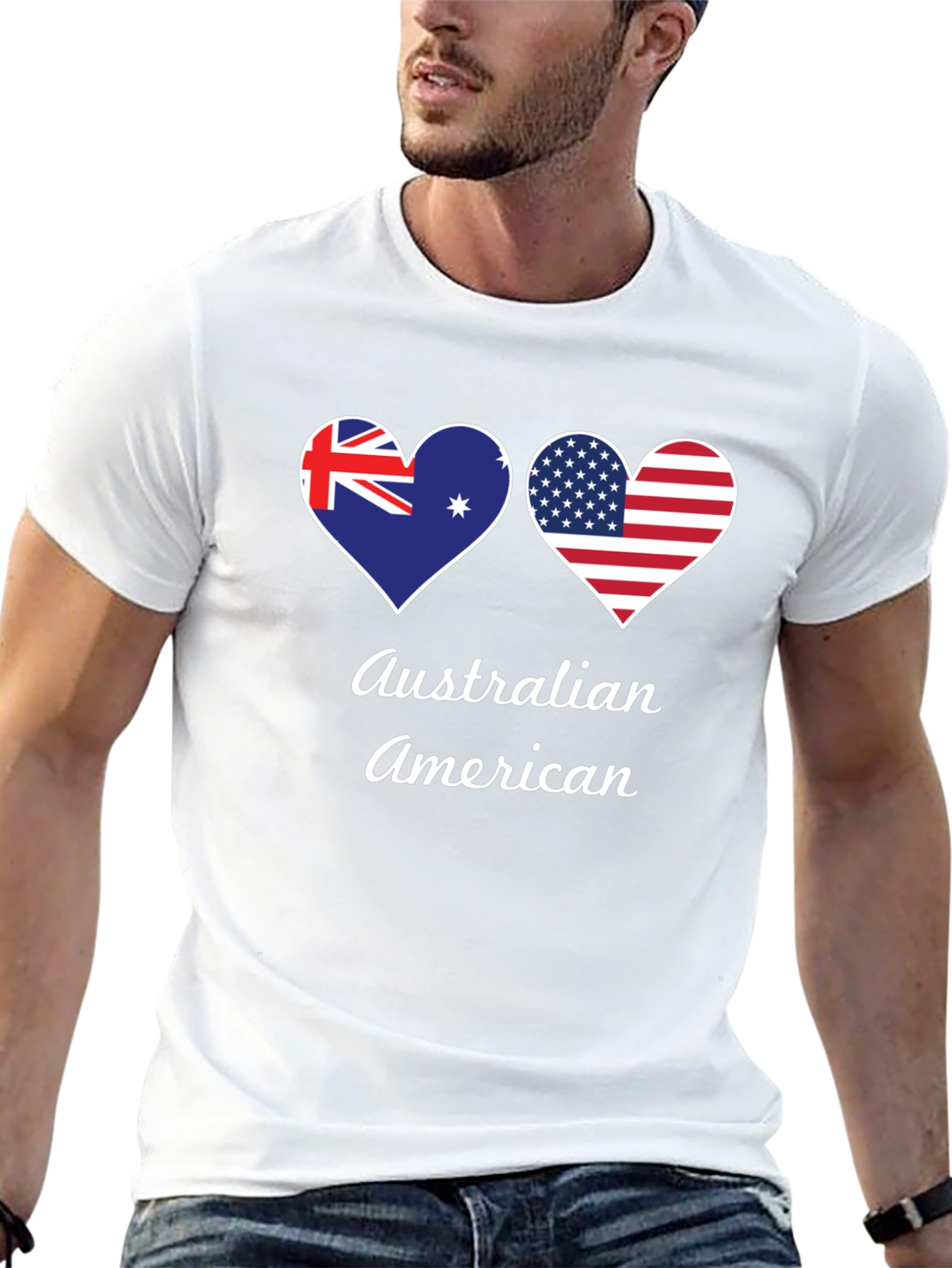 Australian American Flag Heart T-Shirt