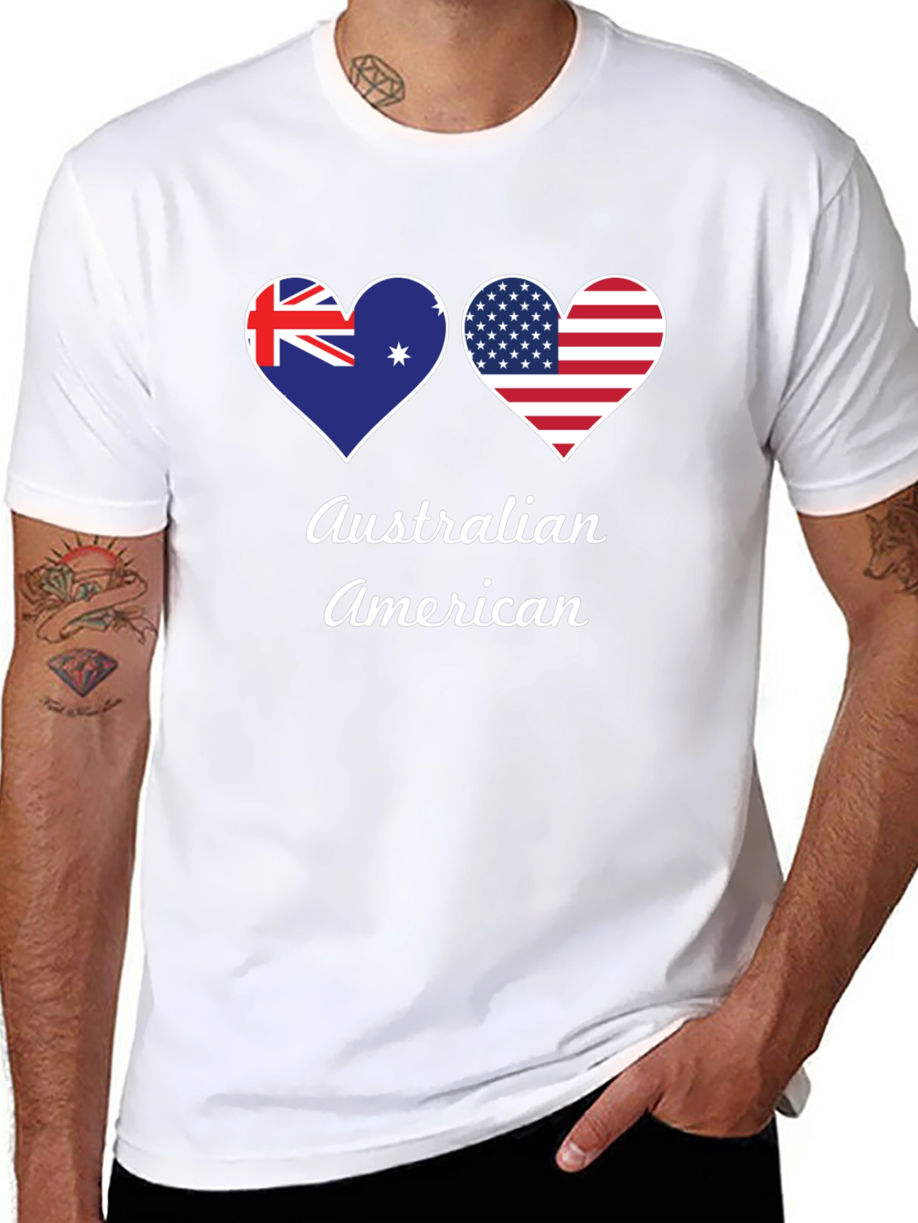Australian American Flag Heart T-Shirt