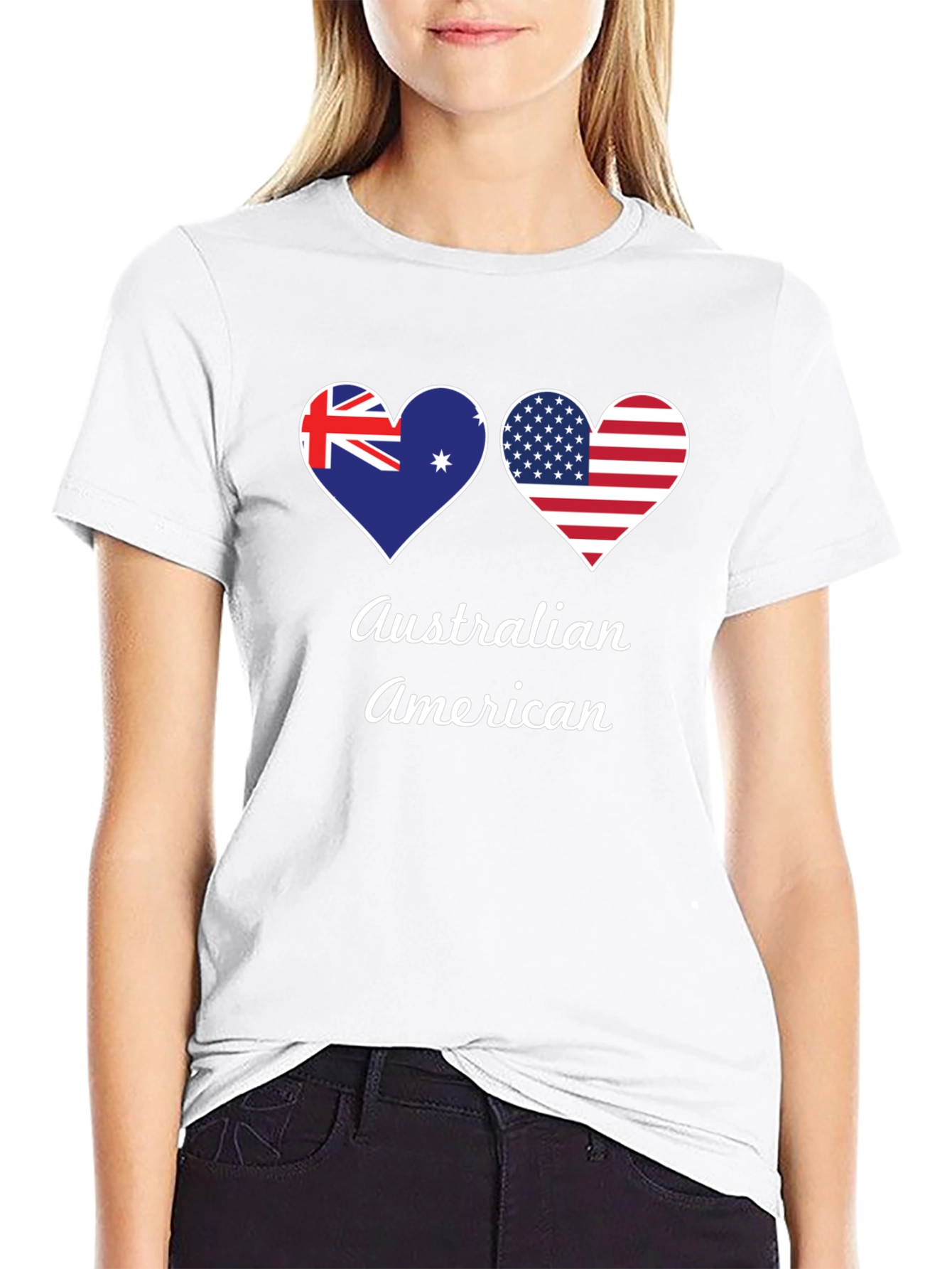 Australian American Flag Heart T-Shirt