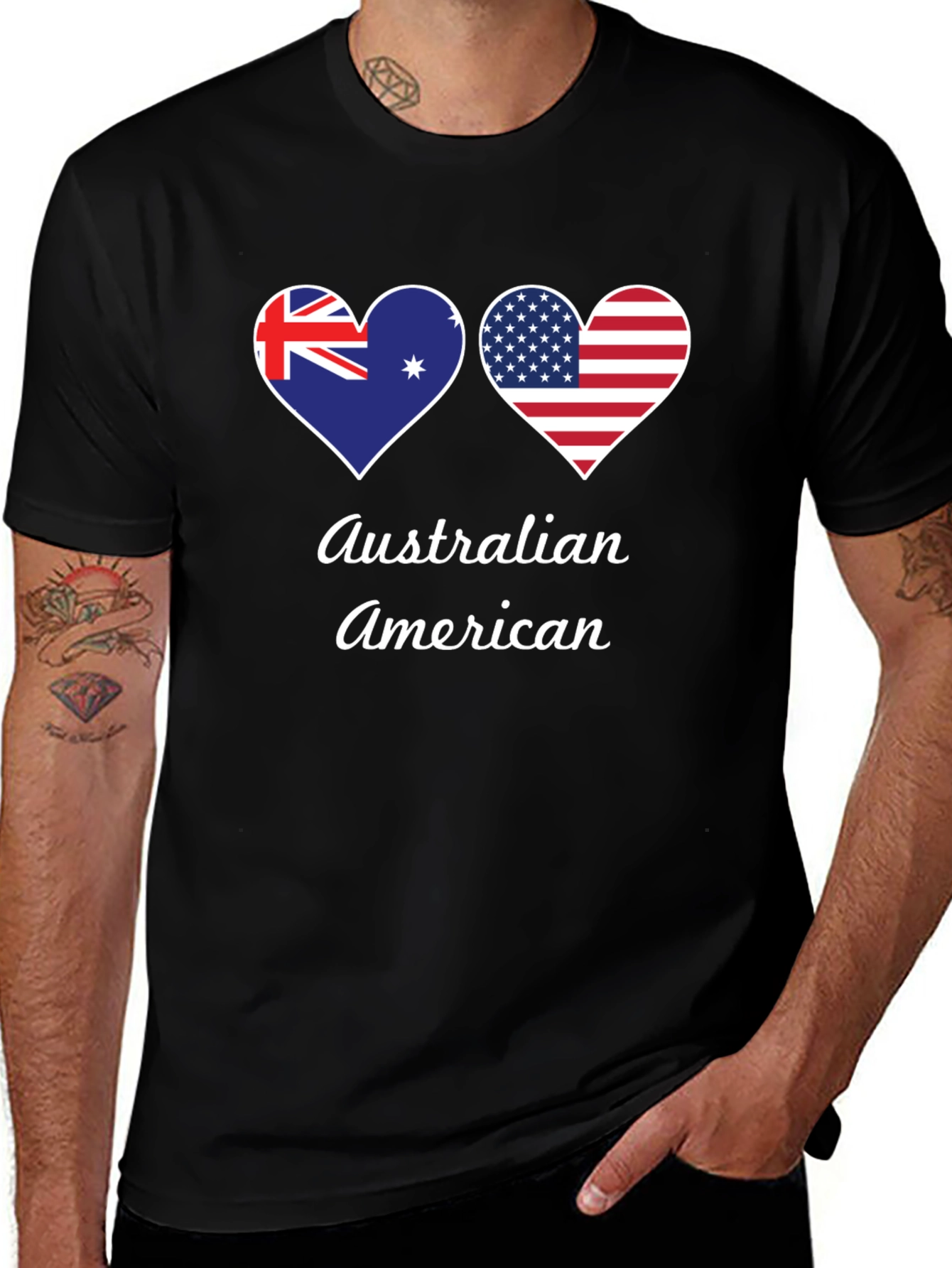 Australian American Flag Heart T-Shirt