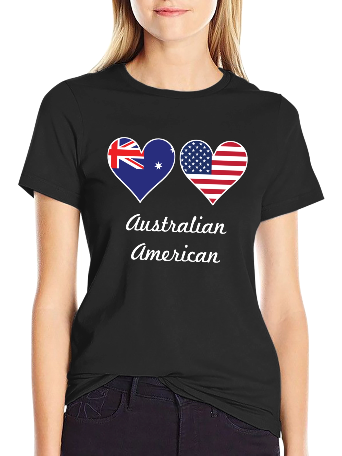 Australian American Flag Heart T-Shirt