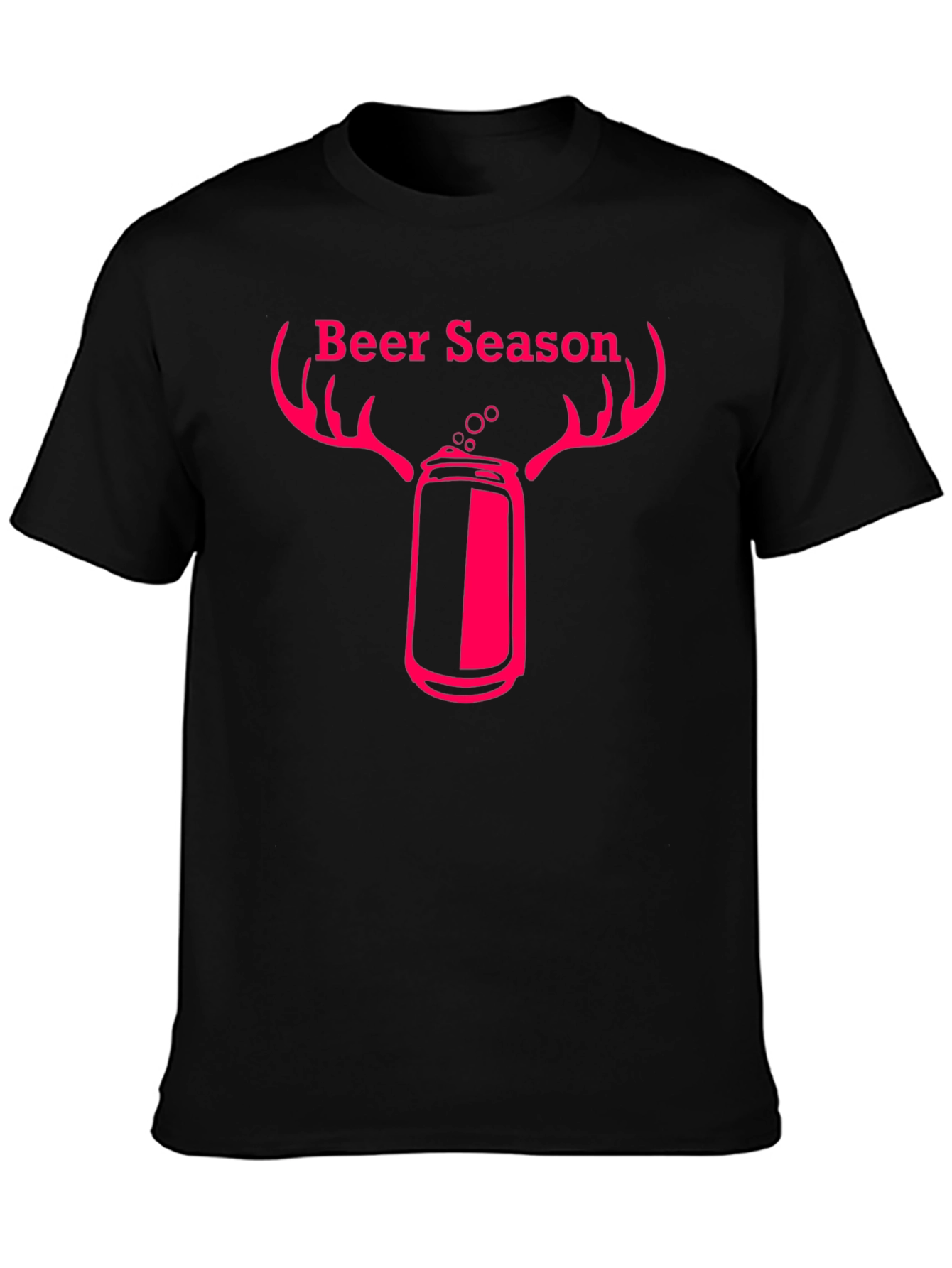 Beer Season T-Shirt with Deer Antler Beer Can Graphic