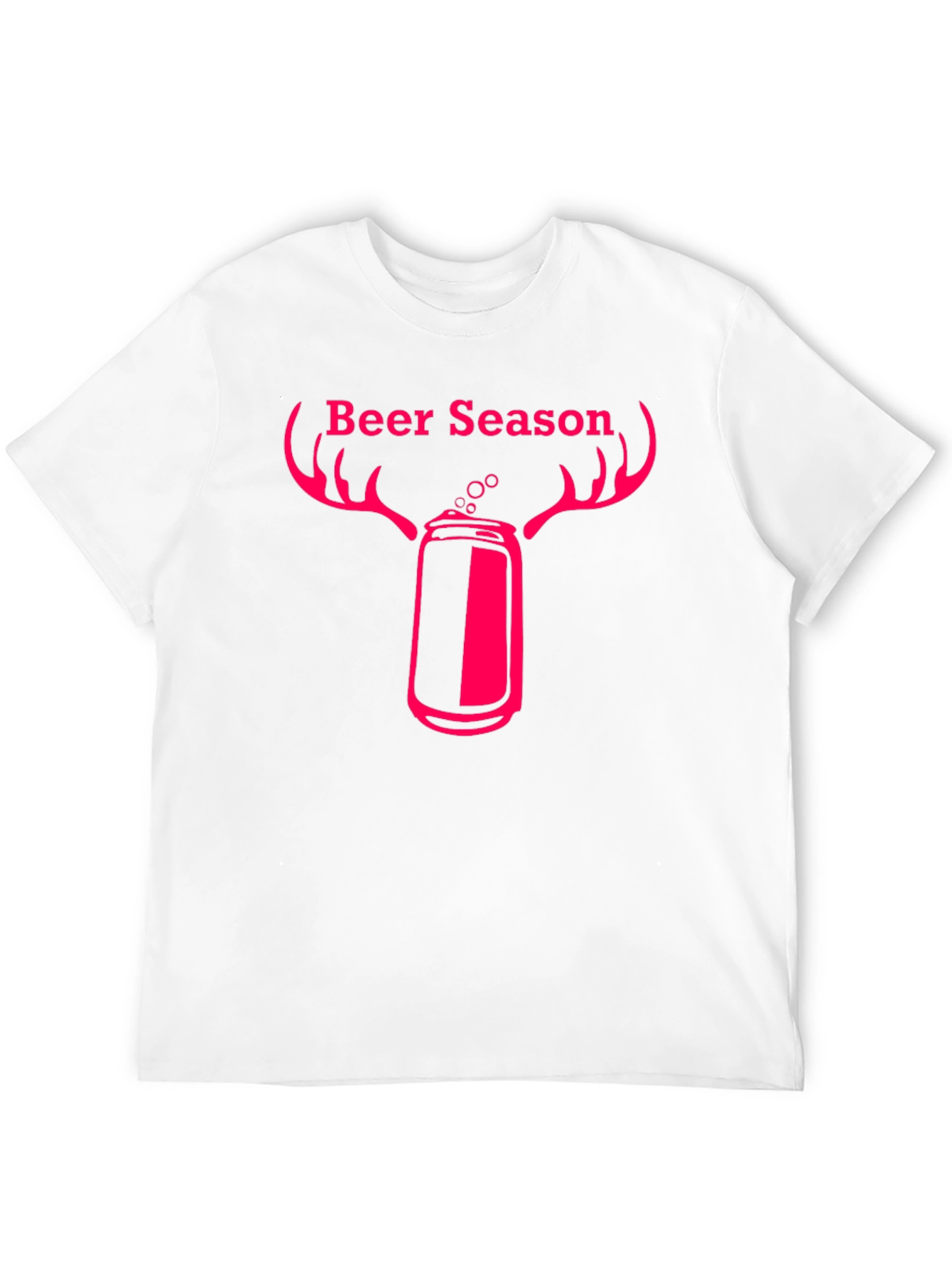 Beer Season T-Shirt with Deer Antler Beer Can Graphic