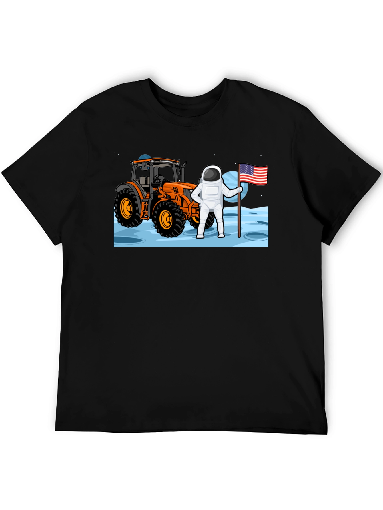 Astronaut Tractor Moon T-Shirt