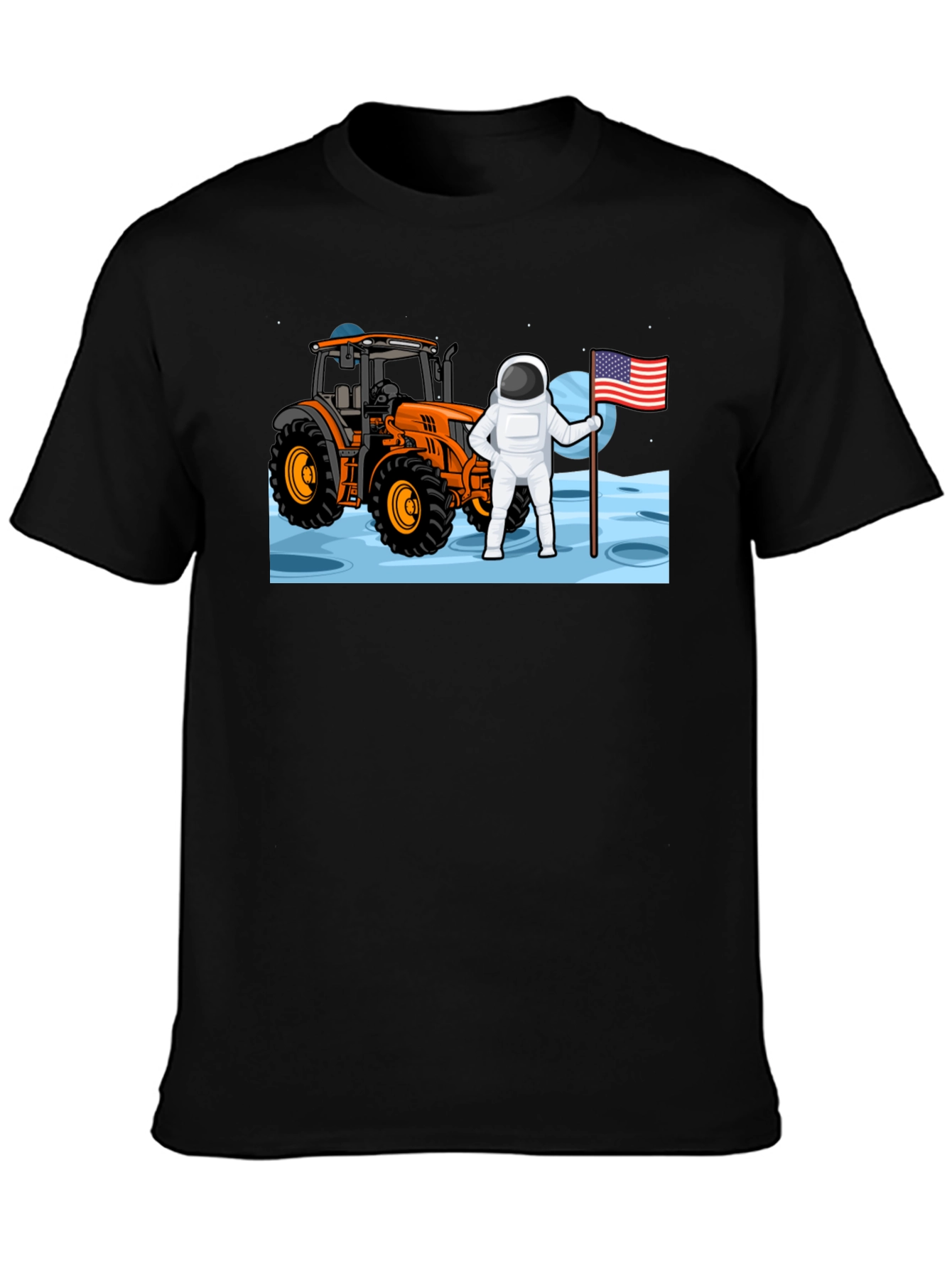 Astronaut Tractor Moon T-Shirt