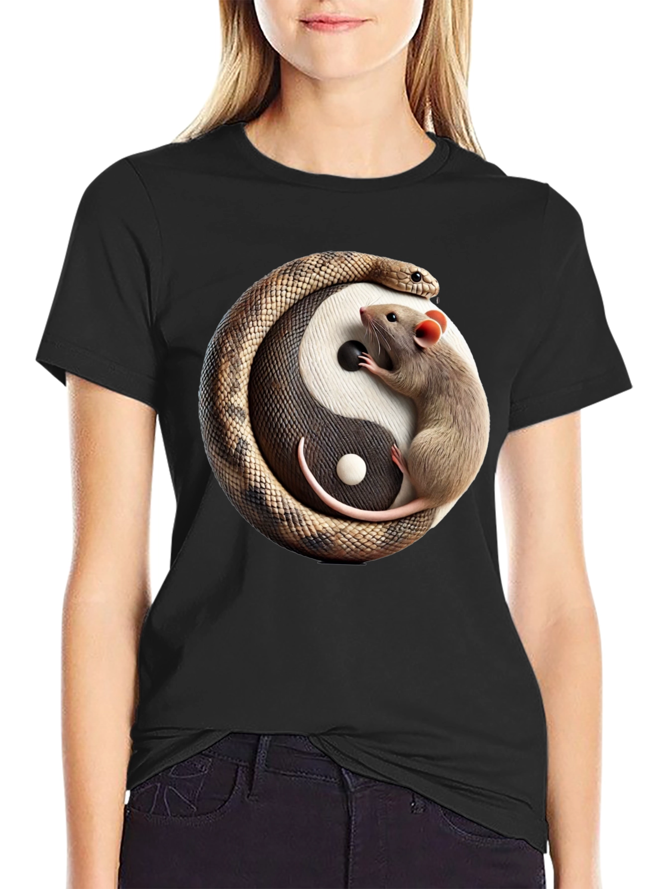 Yin Yang Snake & Rat Graphic Tee