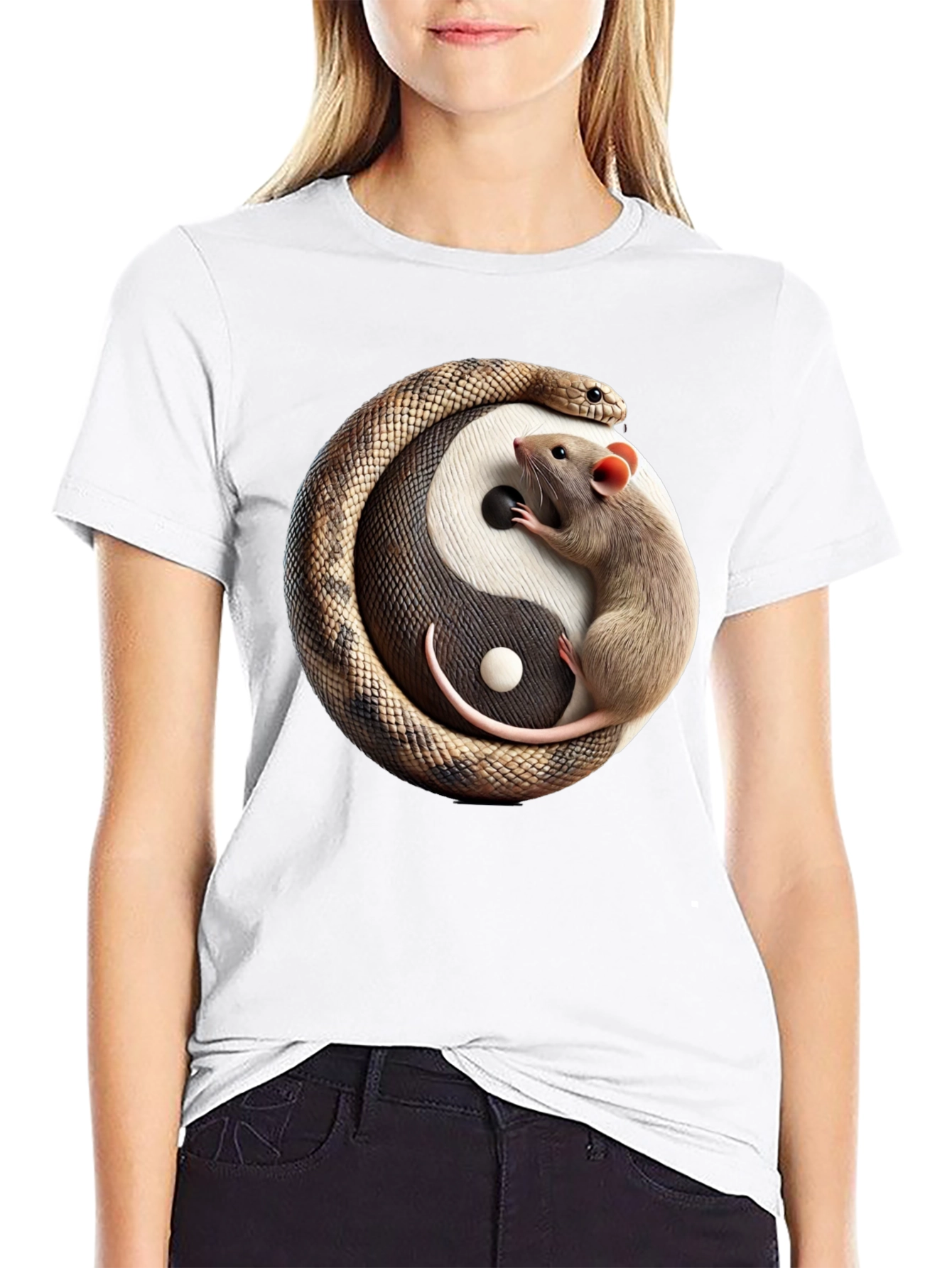 Yin Yang Snake & Rat Graphic Tee