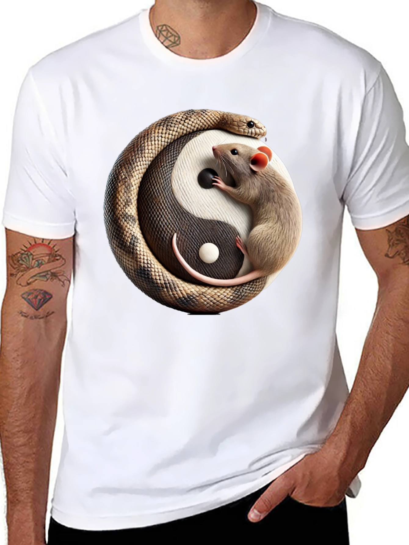 Yin Yang Snake & Rat Graphic Tee