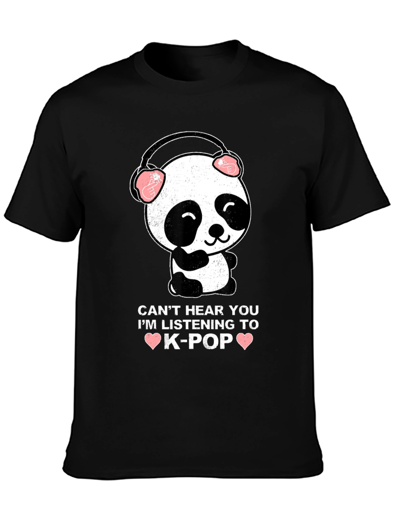 K-Pop Panda Graphic Tee - Cant Hear You T-Shirt