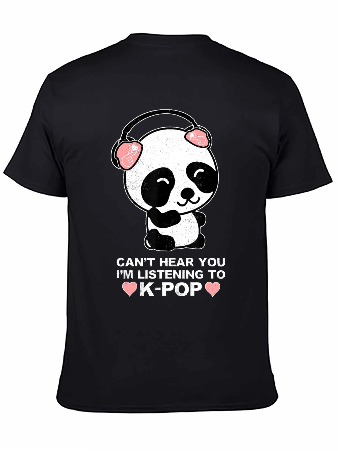 K-Pop Panda Graphic Tee - Cant Hear You T-Shirt