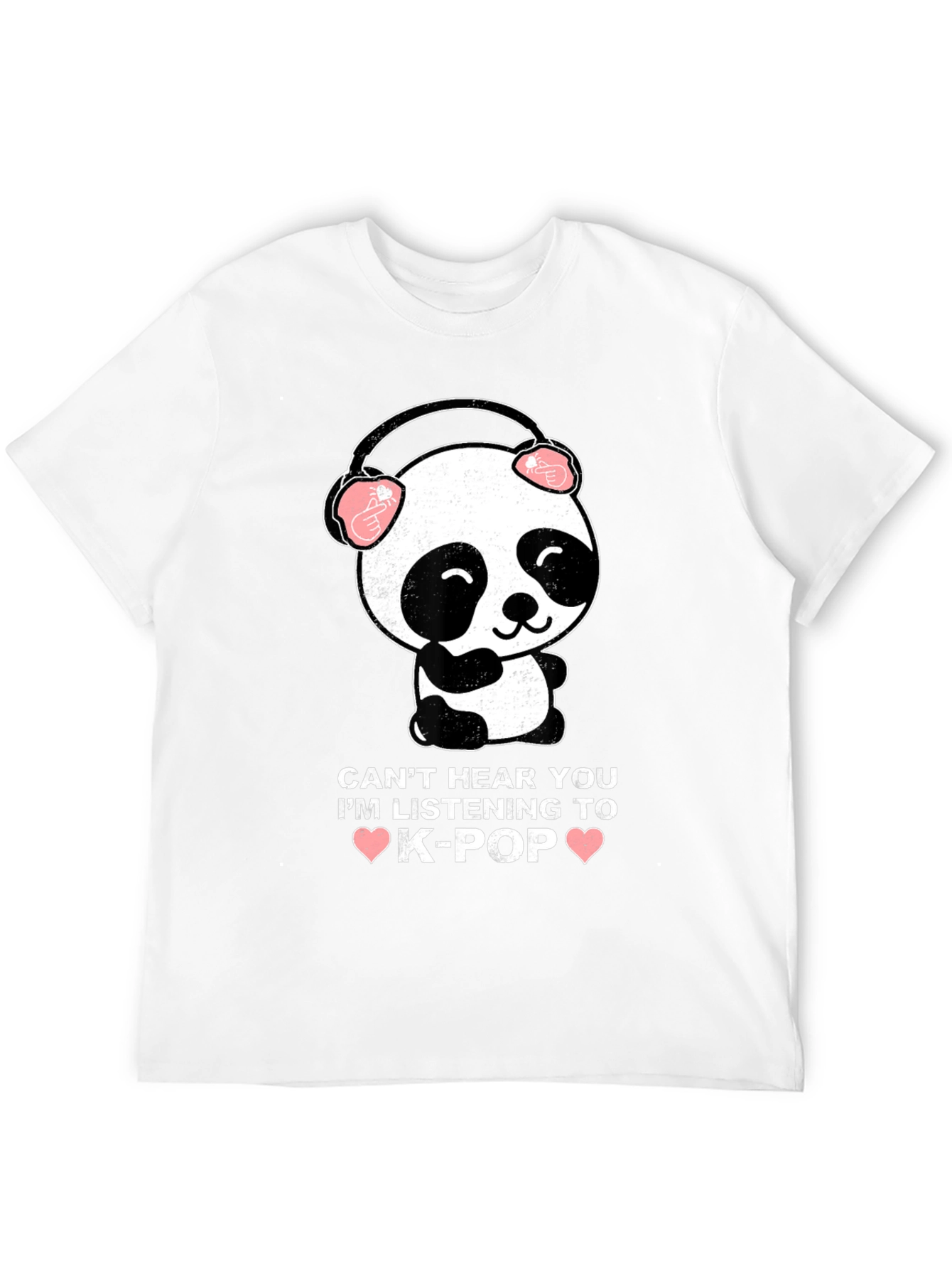K-Pop Panda Graphic Tee - Cant Hear You T-Shirt