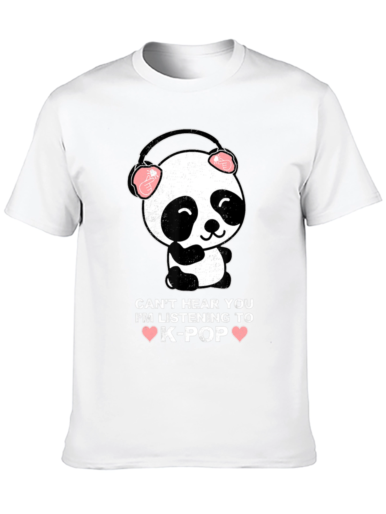 K-Pop Panda Graphic Tee - Cant Hear You T-Shirt