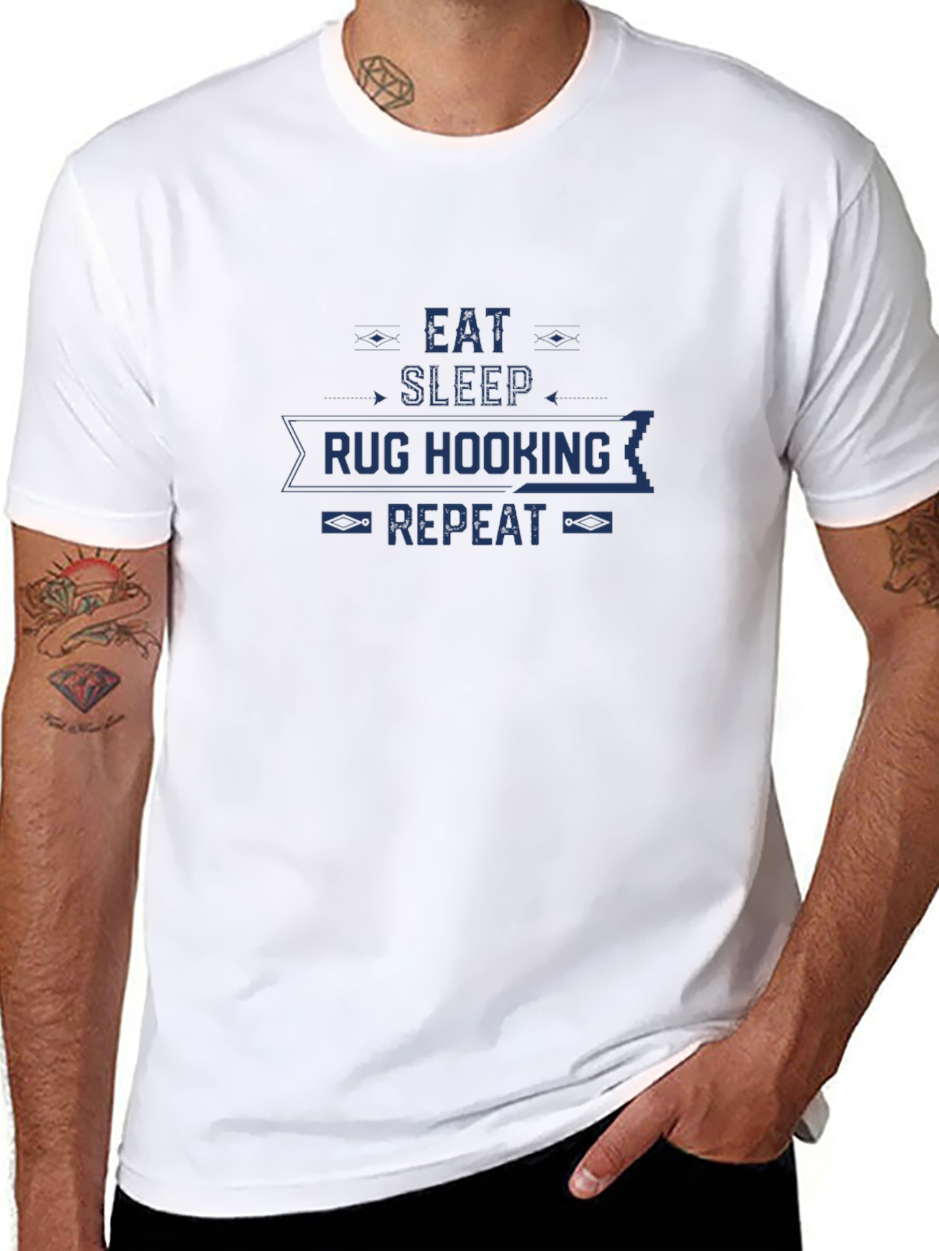Eat Sleep Rug Hooking Repeat Black Graphic Tee