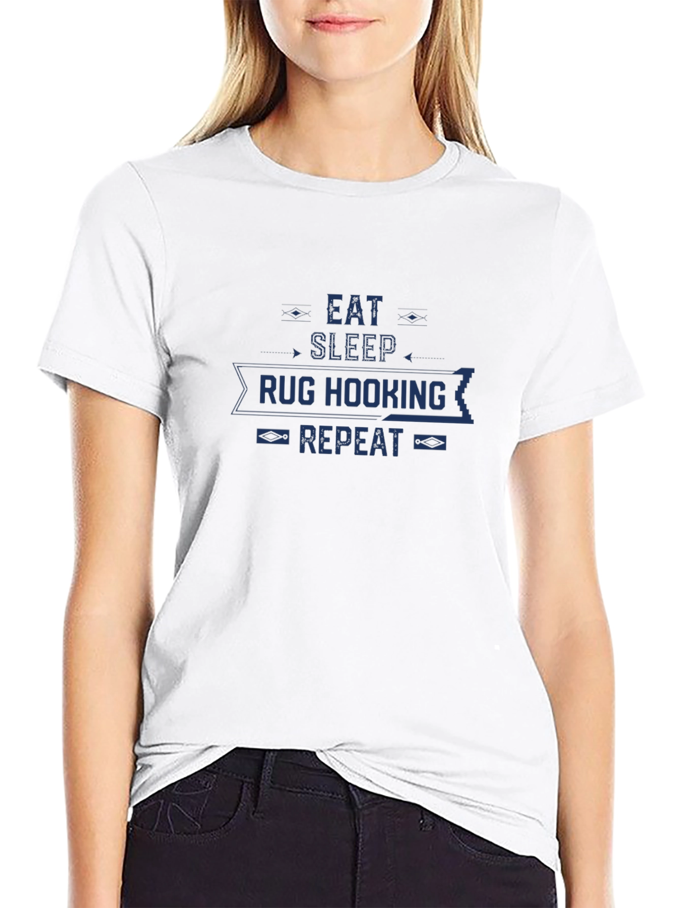 Eat Sleep Rug Hooking Repeat Black Graphic Tee