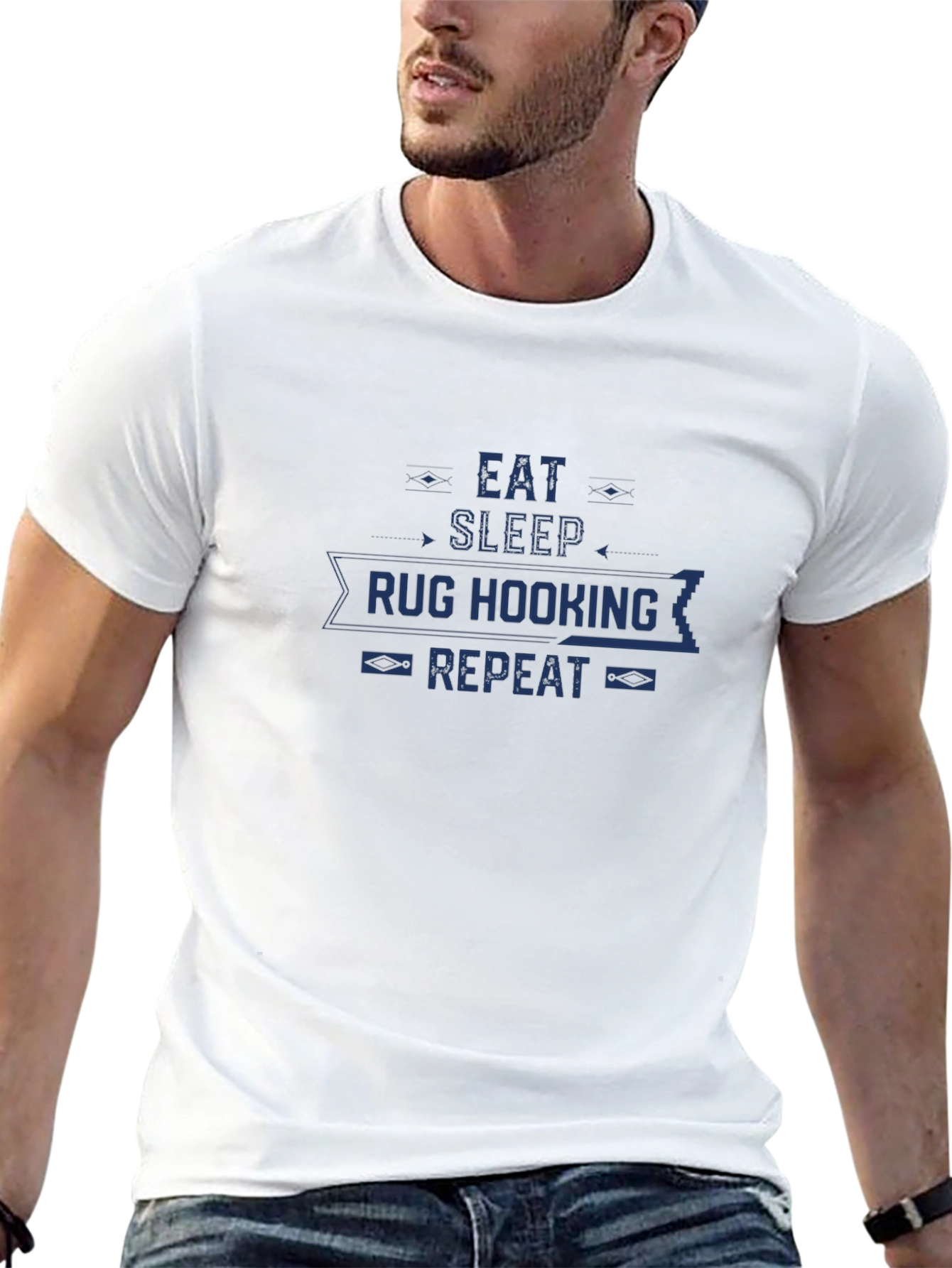Eat Sleep Rug Hooking Repeat Black Graphic Tee